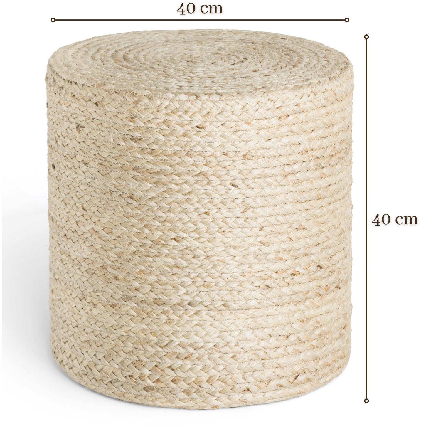 HANSE Home Pouf »Jutta, Jute«, (1 St.), Jute, Natur, Wohnzimmer, Esszimmer, Schlafzimmer, Flur, Modern, Boho