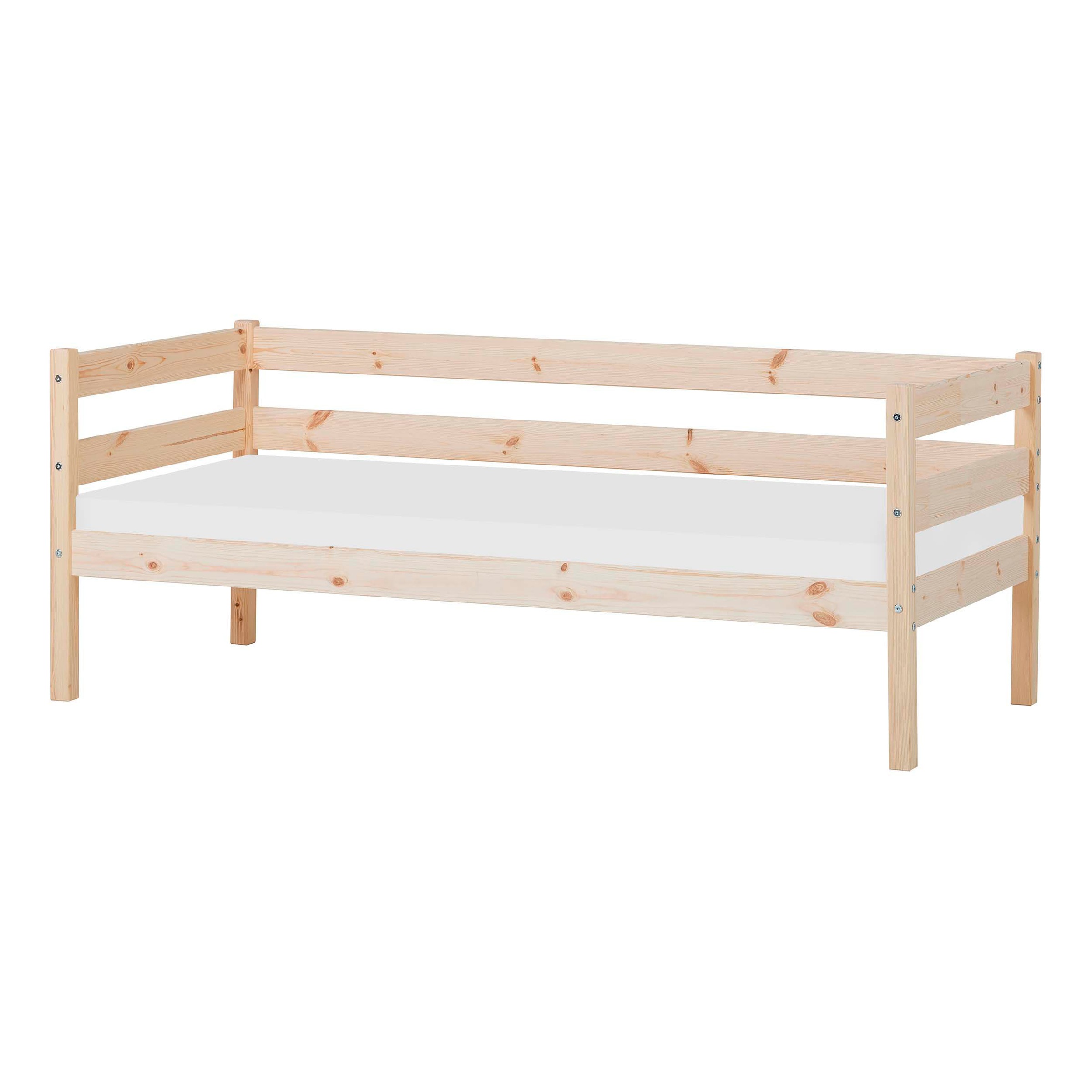 Einzelbett „ECO Comfort“, (Set), mit Rollrost in 8 Farben, wahlweise mit Matratze und Absturzsicherung, natur mit Schaumstoffmatratze