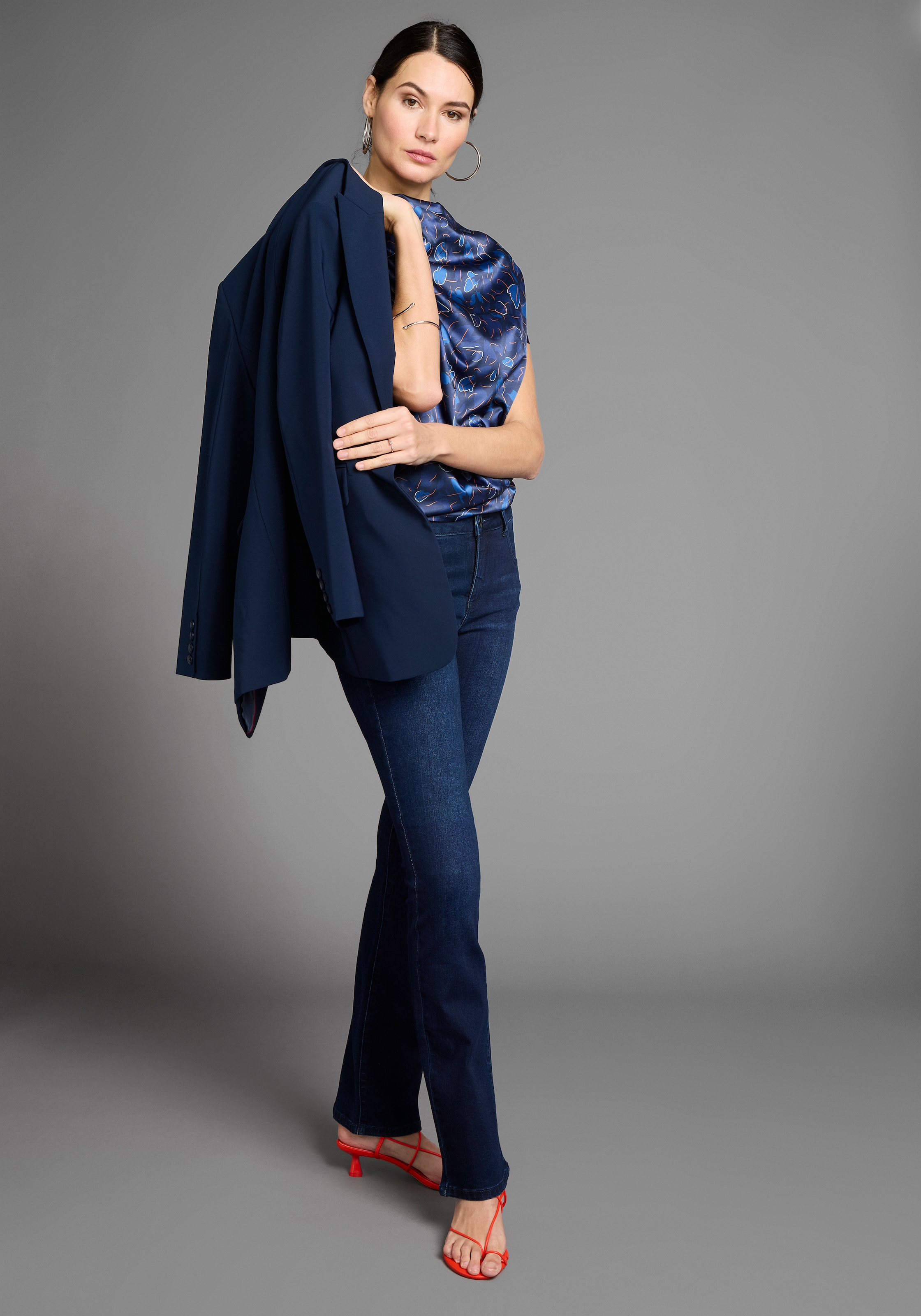 HECHTER PARIS Shirtbluse, mit Wasserfallausschnitt und Satinfront