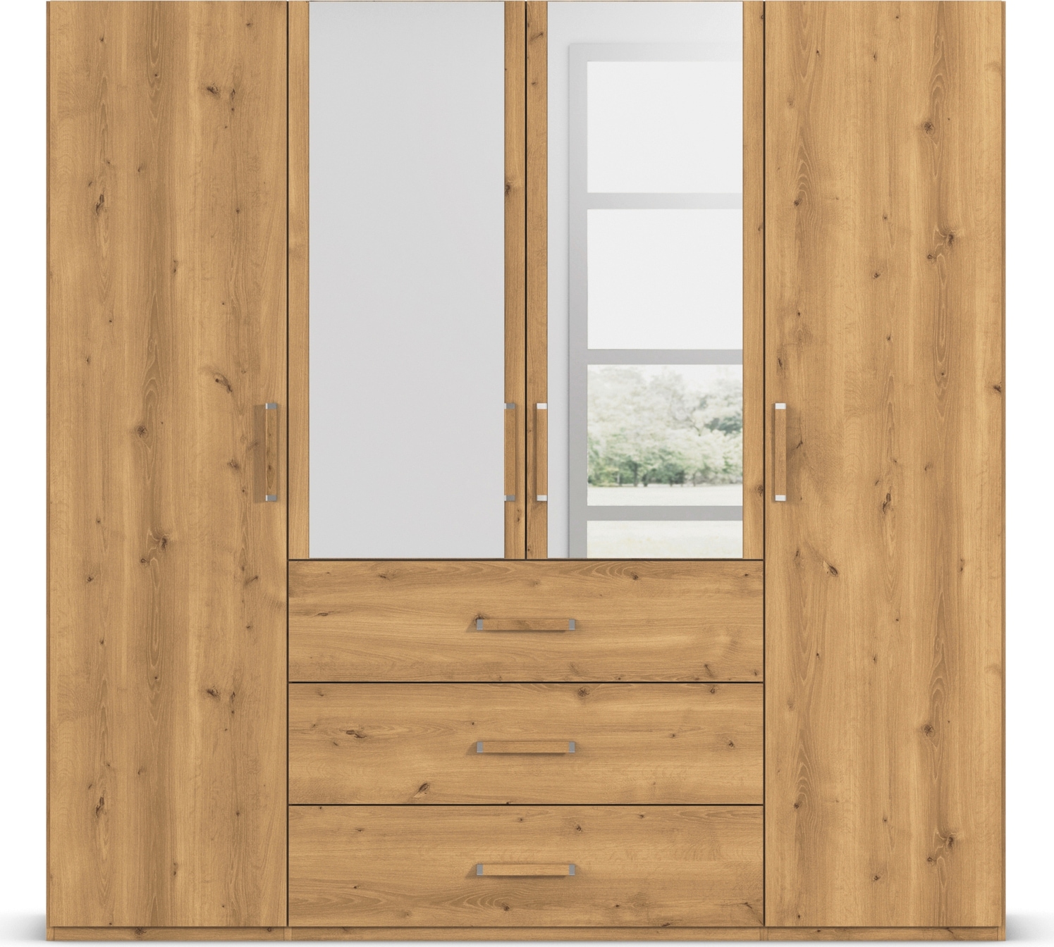 rauch Drehtürenschrank »Kleiderschrank Schrank Garderobe Schlafzimmerschrank EVELYN«, (in 2 Höhen 197 oder 210 cm erhältlich), in elegantem Stil mit Schubladen 3 Breiten und 2 Höhen MADE IN GERMANY