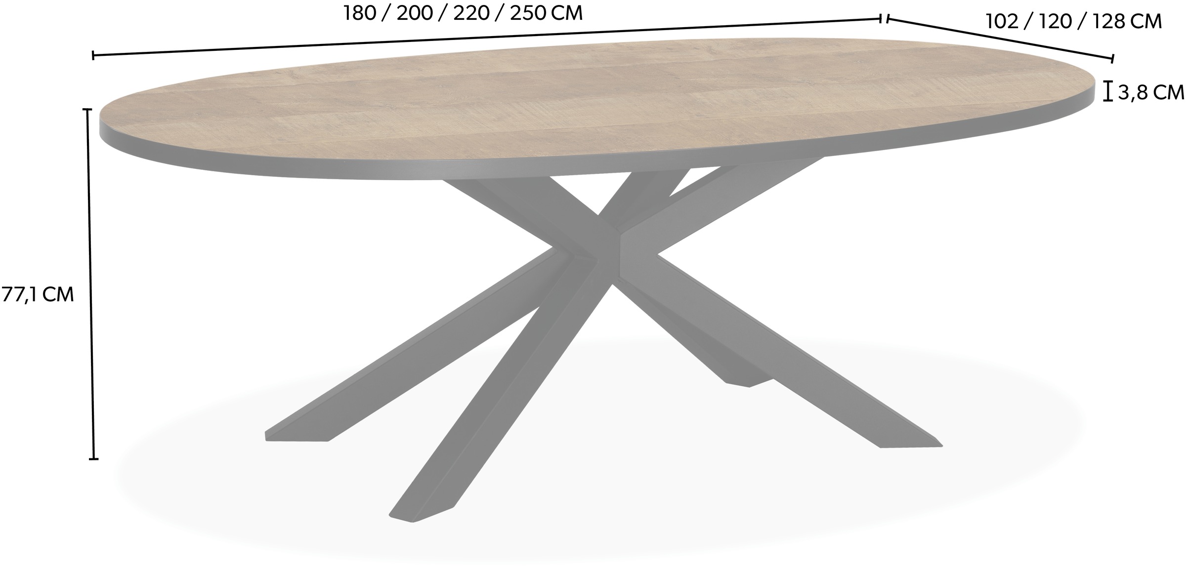 OMG Design Esstisch »Scarlet«, moderne Bootsform (oval), Breite 200 cm