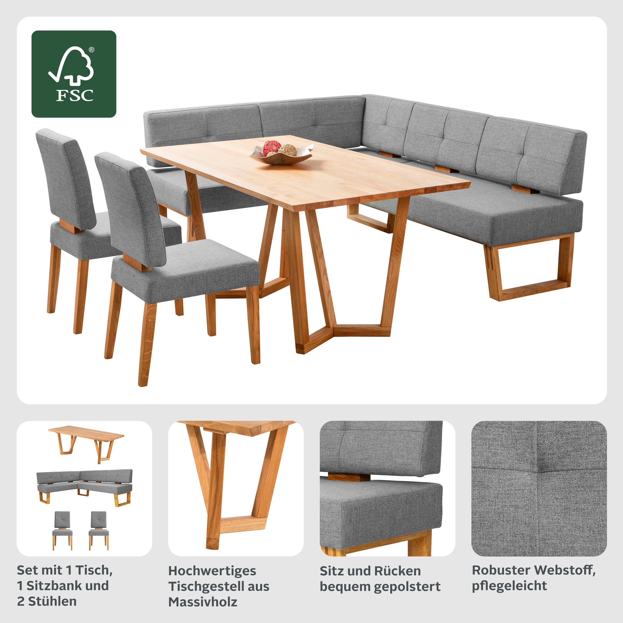 Home affaire Eckbankgruppe »Ponza Eckbank Küchenbank BESTSELLER« Set, 4 Stk günstig online kaufen