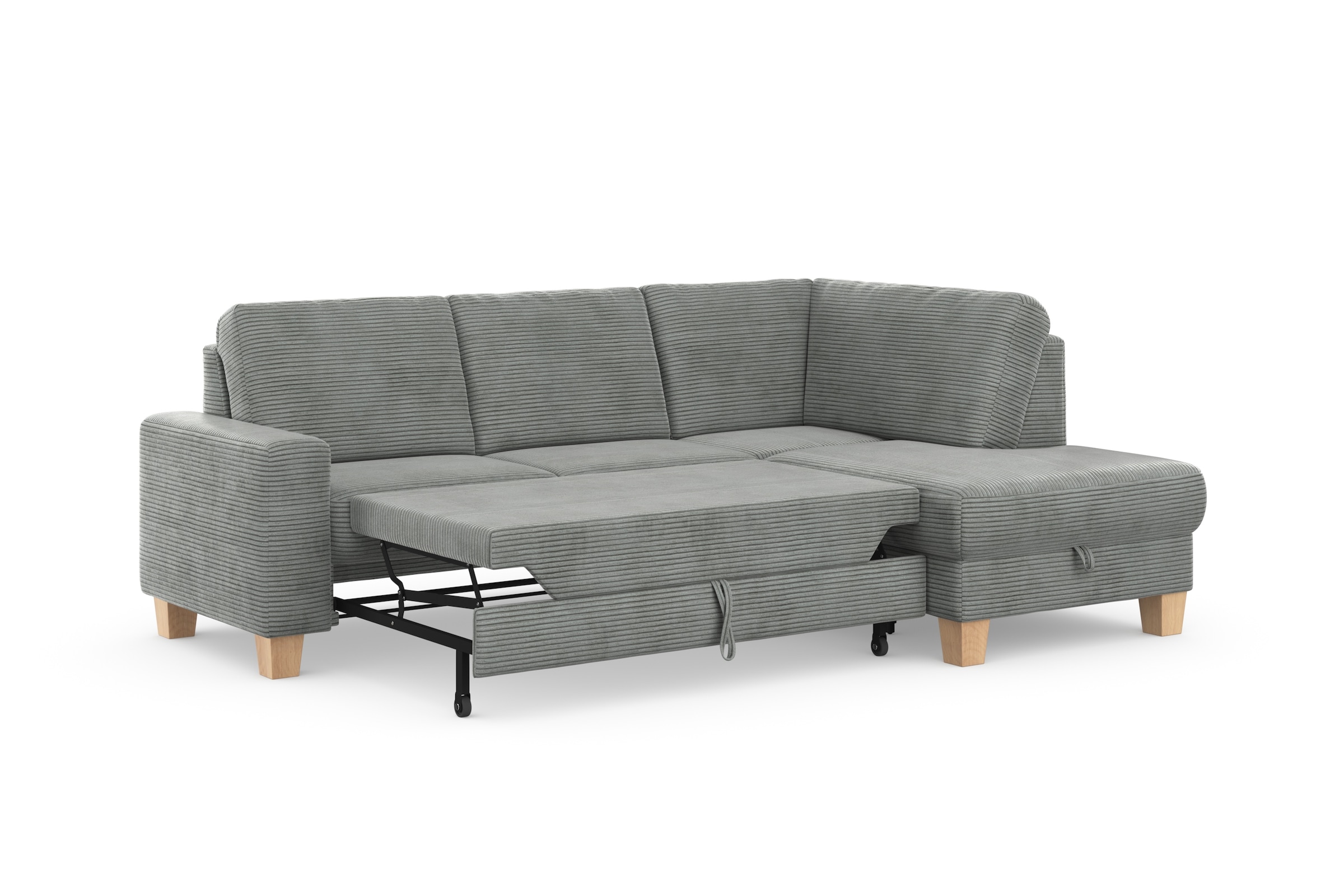 Home affaire Ecksofa »Summer L-Form«, mit Ottomane, wahlweise mit Bettfunktion und Bettkasten, Cord-Bezug