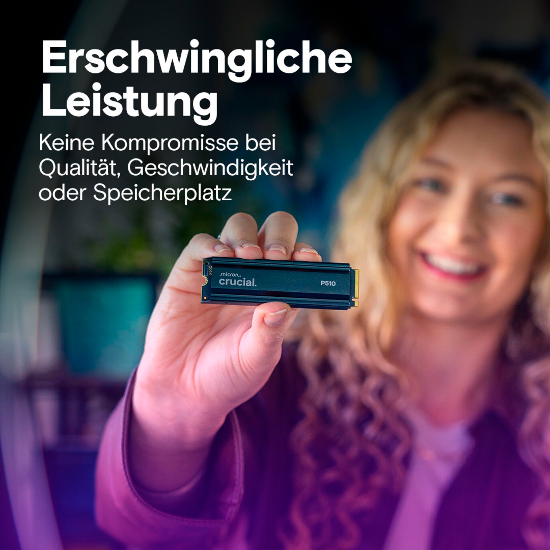 Crucial SSD-Festplatte »P510 Gen5 2280 2TB mit Heatsink« 2000 GB Anschluss M.2 (2880)