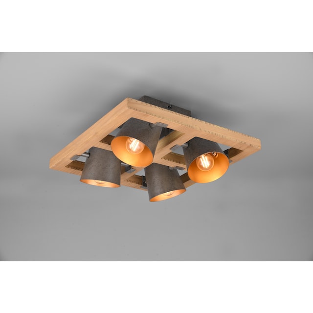 TRIO Leuchten Deckenleuchte »Bell«, 4 flammig-flammig, 4-flammig mit  Schirmen in Glocken-Optik, Holz-Nickel-Antik-Kombination online kaufen