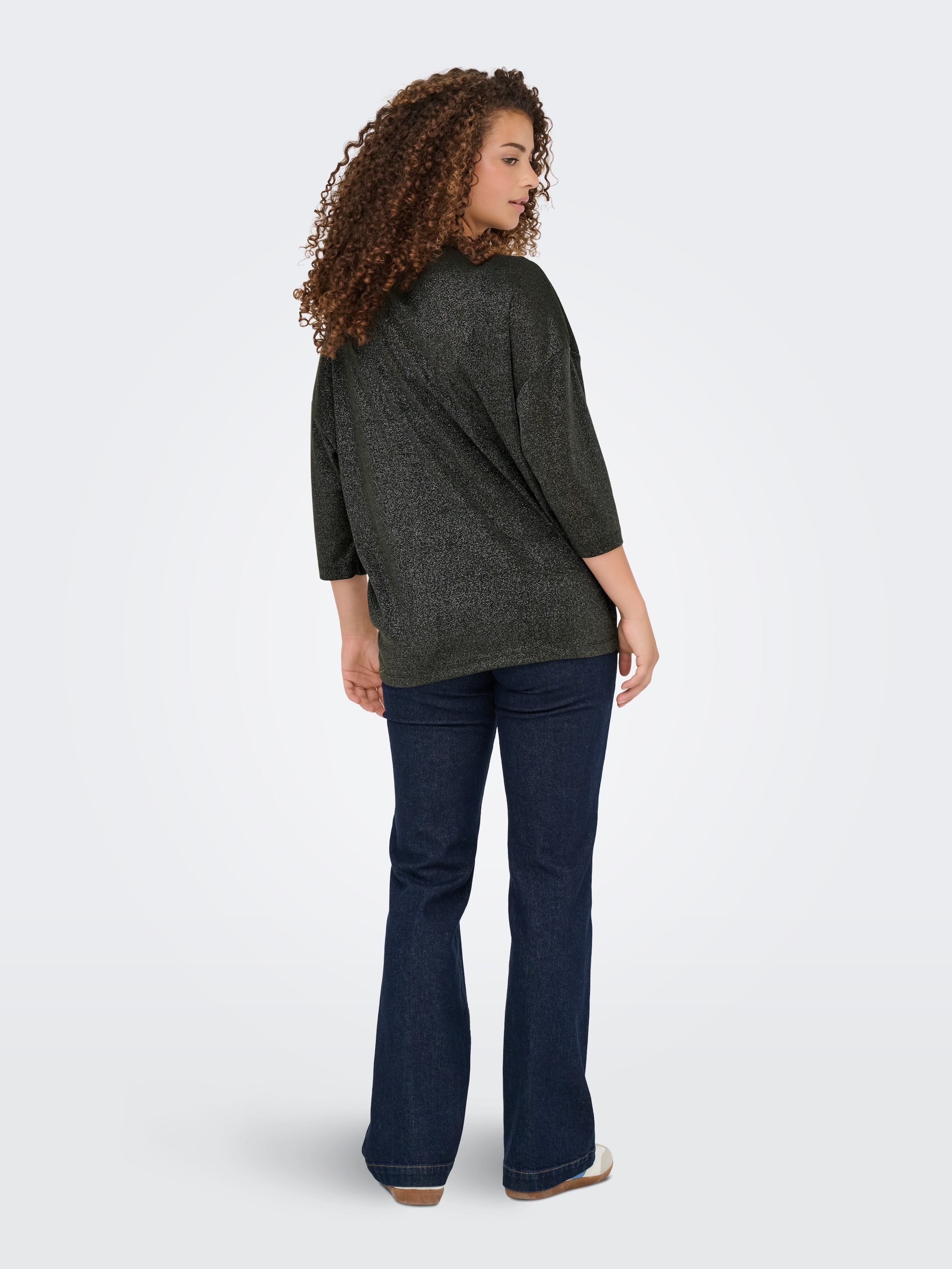 ONLY 3/4-Arm-Shirt »ONLSILVERY GLAMOUR LUREX 3/4 TOP JRS«, mit Glitzer-Effekt