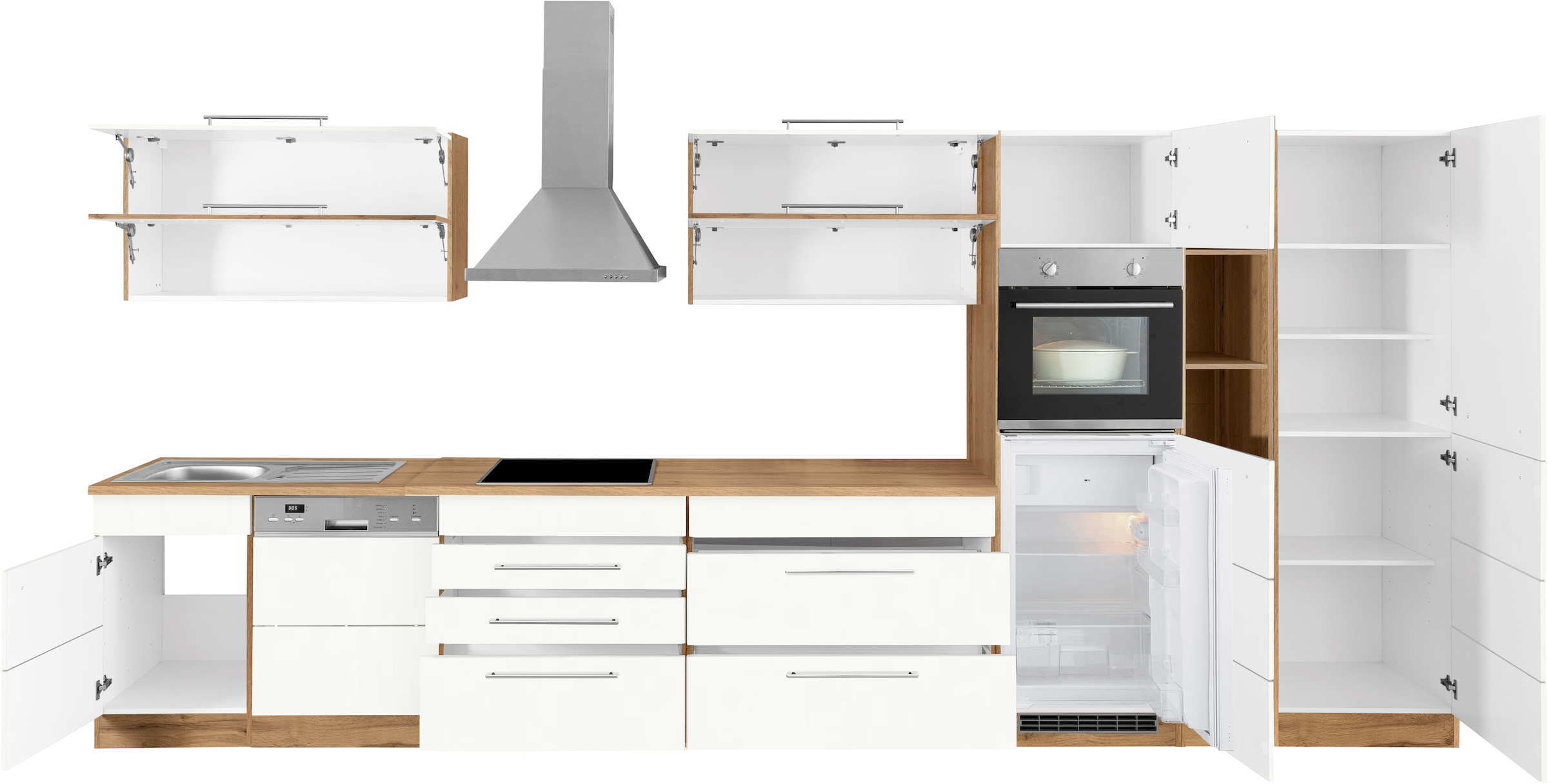 Kochstation Küchenzeile »KS-Wien«, Breite 440 cm, wahlweise mit E-Geräten und Induktion