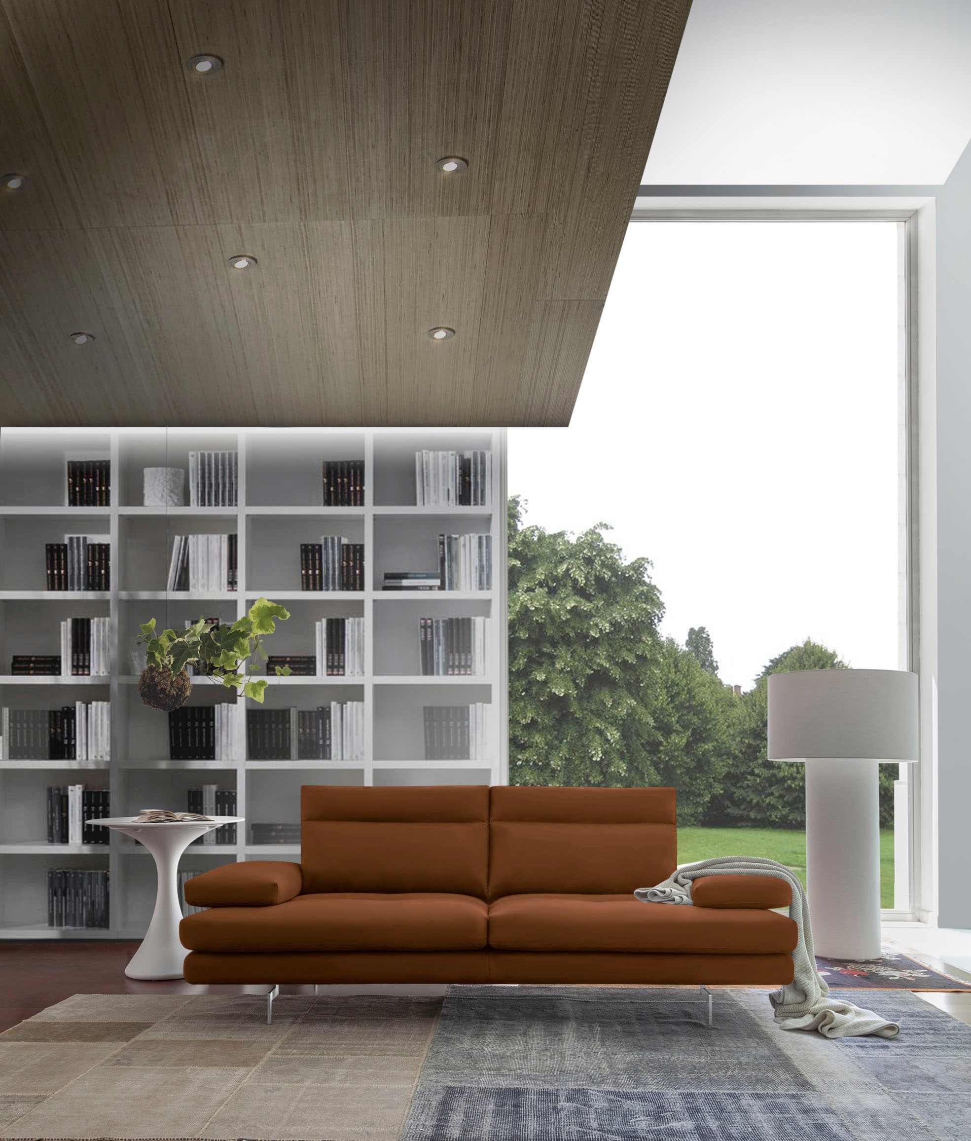 CALIA ITALIA 3-Sitzer »Toby Wing, Designsofa mit hohem Sitzkomfort, bequem und elegant«, inklusive Sitztiefenverstellung, Füße in Chrom glänzend
