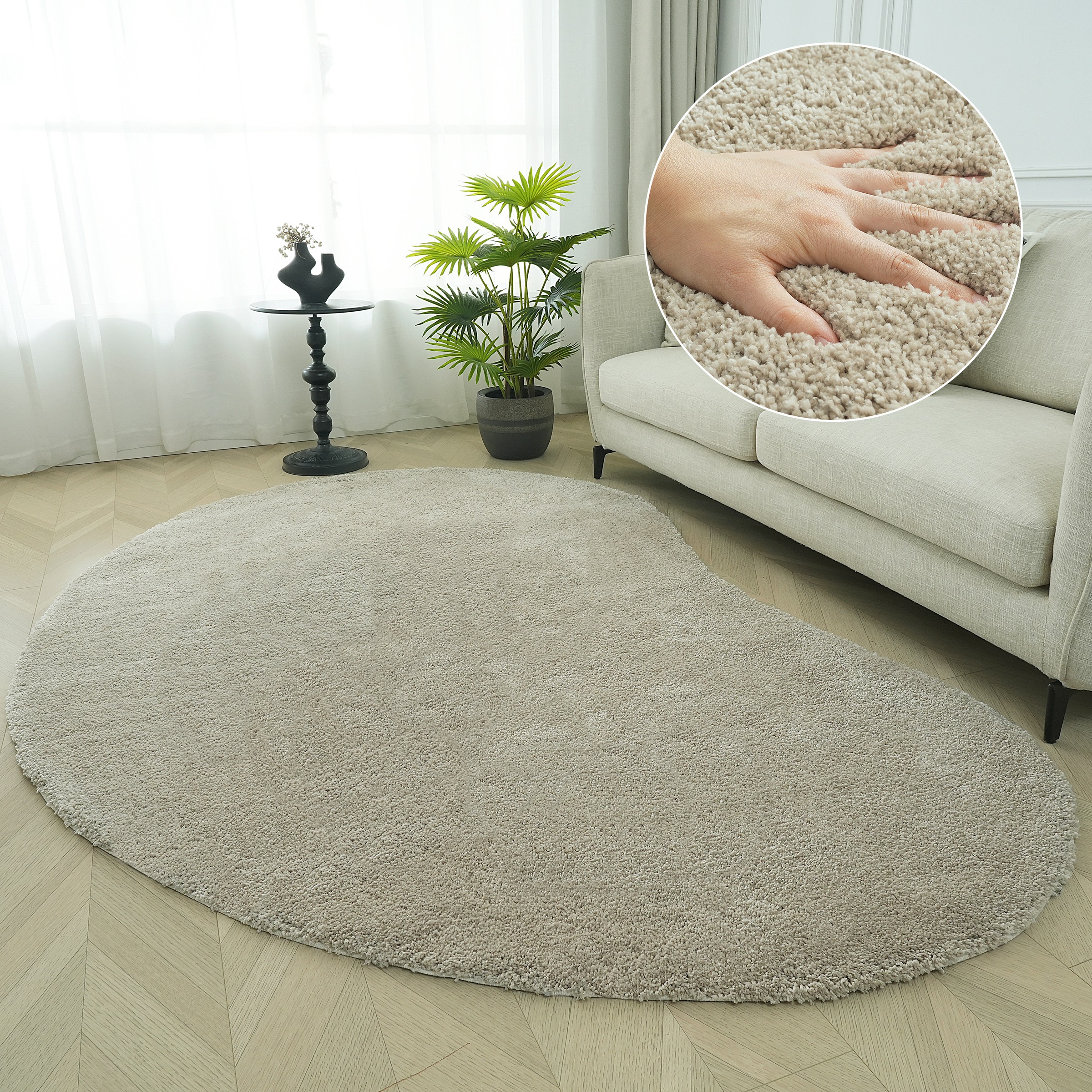 LeGer Home by Lena Gercke Hochflor-Teppich »Halrum, einfarbig, besondere Fo günstig online kaufen