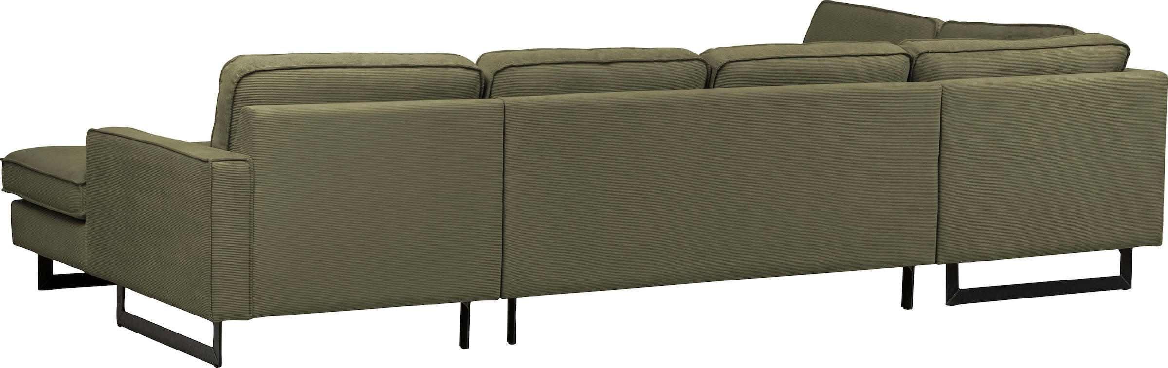Places of Style Wohnlandschaft »Pinto, 350 cm, U-Form, XXL, mit Ottomanen«, Cord, Chenille, Lederoptik, mit Keder, Metallfüße, Wellenunterfederung