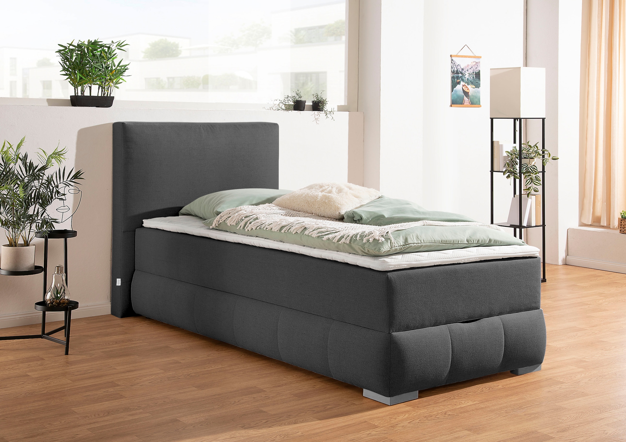 OTTO home Boxbett »Wehma mit Kopfteil inkl. Bettkasten« in H2, H3 & H4 wählbar, inklusive Topper