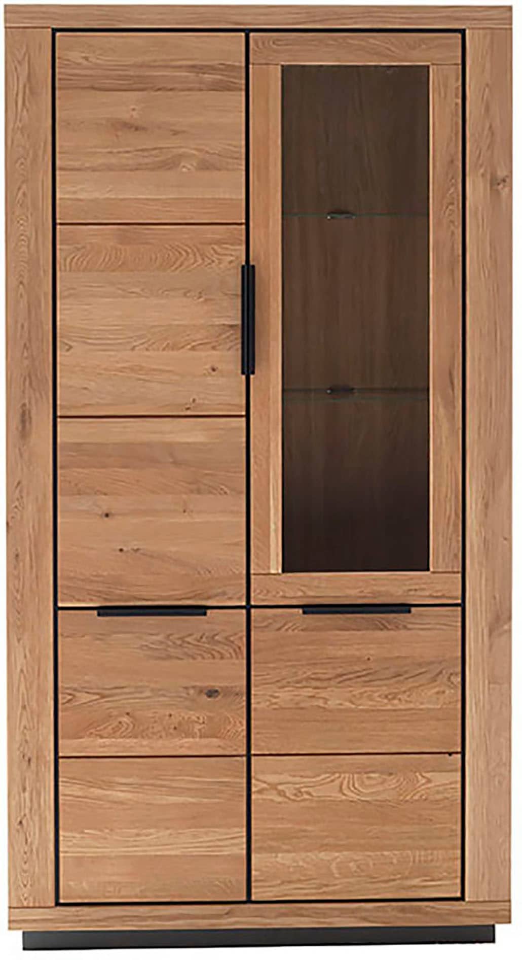 MCA living Vitrine »GRENO Vitrine groß«, (1 St.), aus massiver Wildeiche, Metallgriffe, Breite 107 cm