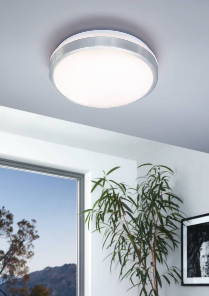 EGLO LED Deckenleuchte »COMPETA 1 Deckenlampe, weiß, nickel-matt, rund, Wohnzimmerlampe«, 1 flammig, Leuchtmittel LED-Board | LED fest integriert, Stahl und Kunststoff, Esszimmer, Industrial, minimalistisch, Ø32,5cm