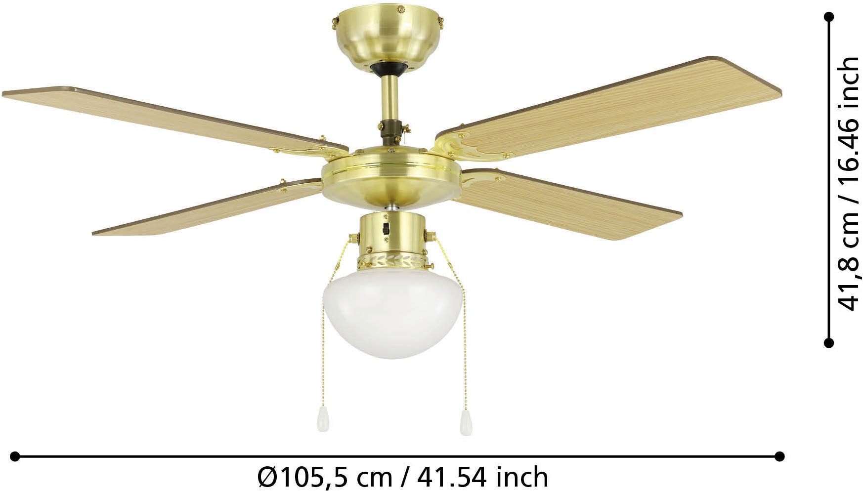 EGLO Deckenleuchte »FORTALEZA Ventilator & Licht - Stahl - E27 - 1X60W - IP20« E27 1 Stk. Ventilator mit Beleuchtung, Wohnzimmer, Schalfzimmern, H42 x Ø106,6 cm
