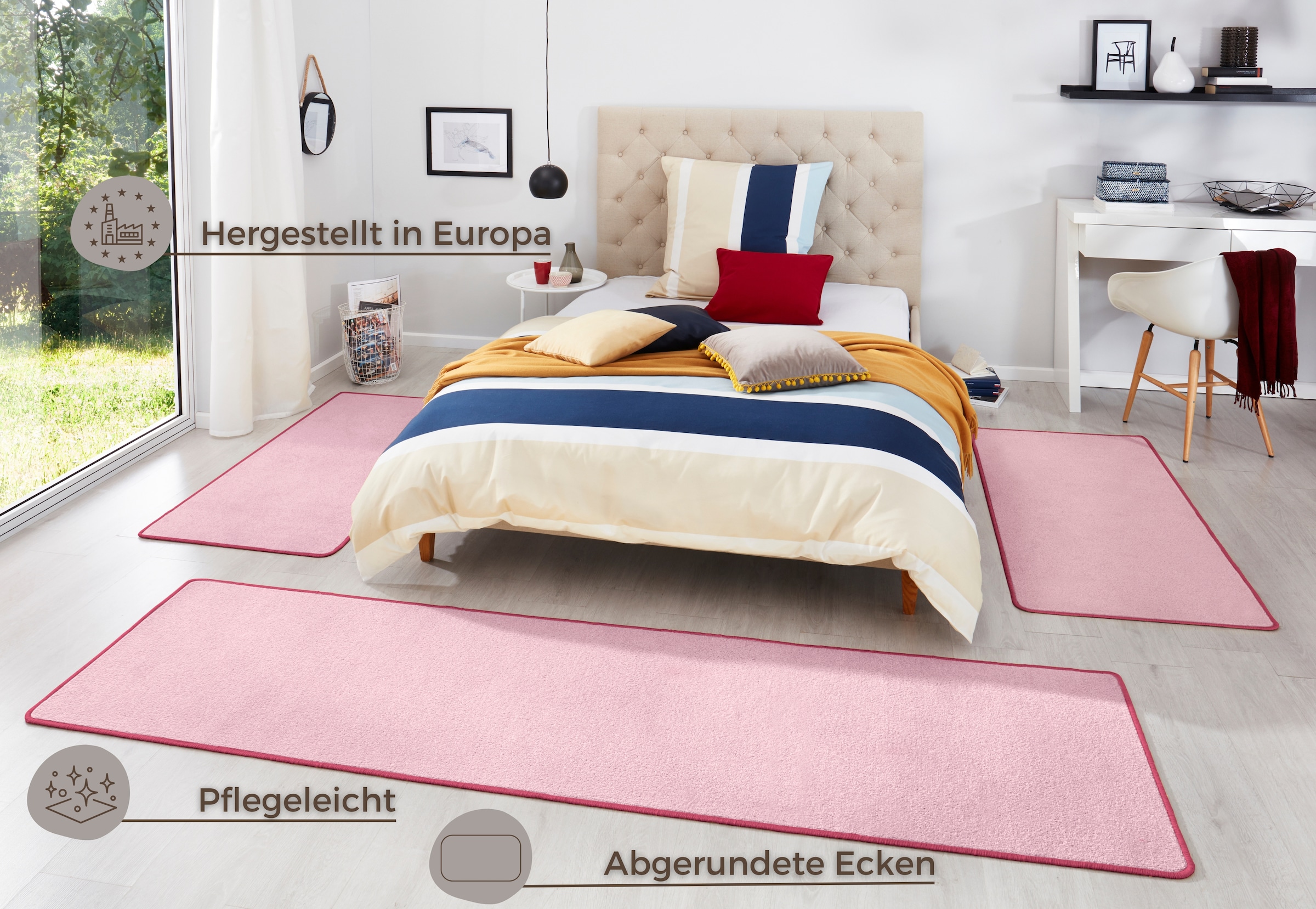 HANSE Home Bettumrandung »Fancy«, (3 tlg.), Unifarben, Bettvorleger, 3-teil günstig online kaufen