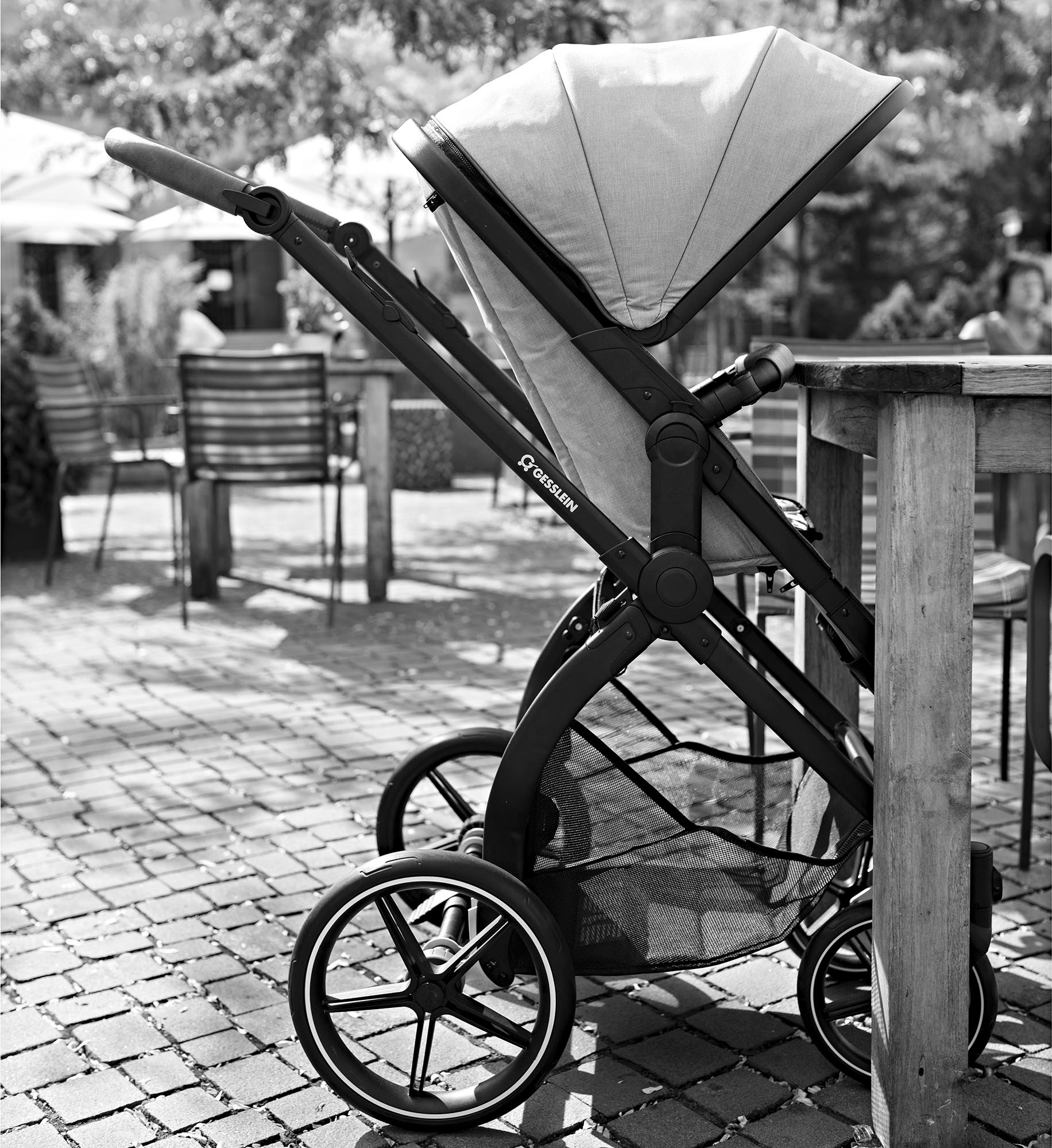 Gesslein Kombi-Kinderwagen »FX4 Soft+ mit Aufsatz Life, schwarz/cognac, eisblau«, mit Babywanne C3 und Babyschalenadapter