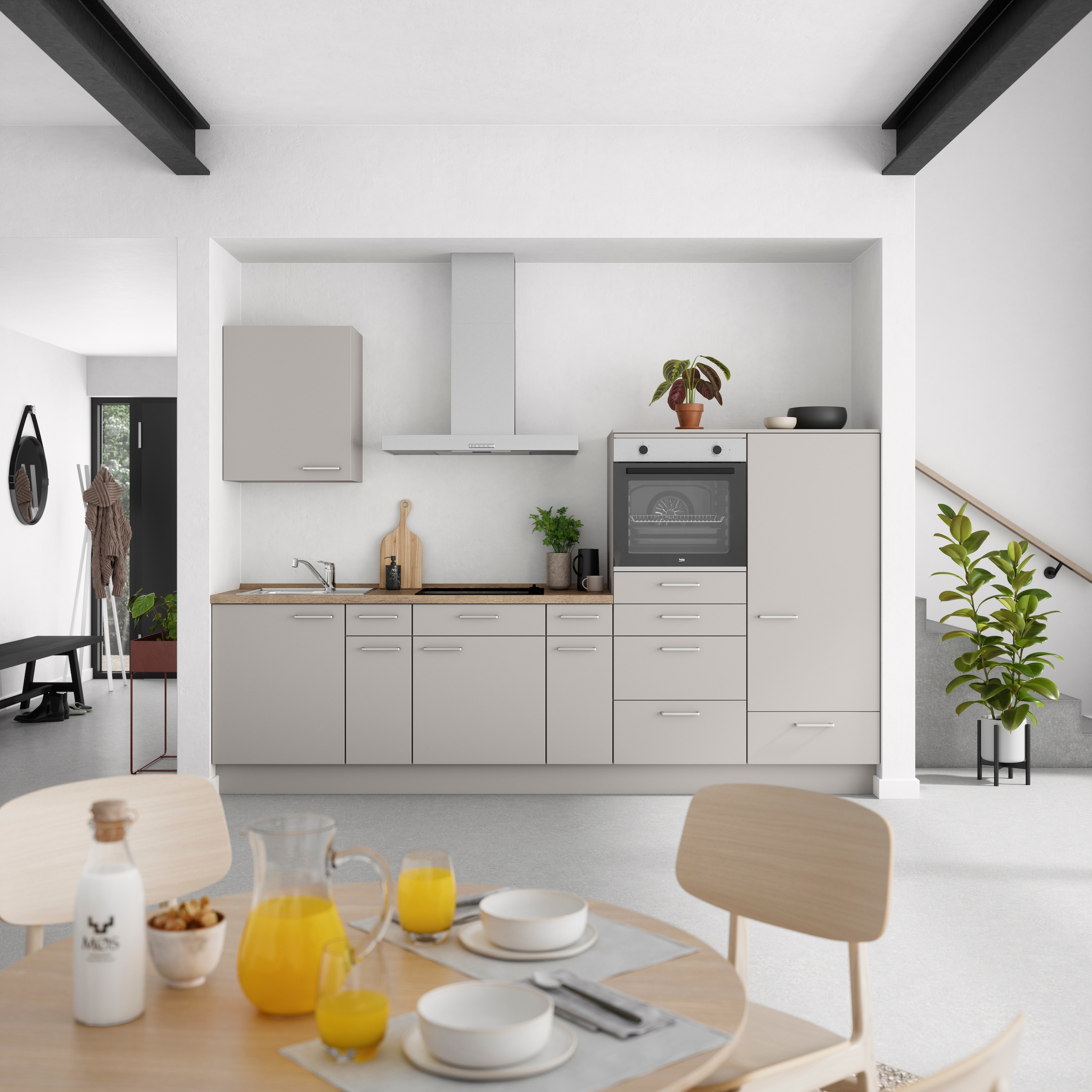 nobilia® Küchenzeile »"Touch I", NEU: individuell anpassbar mit gratis Profi-Beratung« vormontiert, Breite 300 cm, Ausrichtung wählbar, wahlw. mit E-Geräten