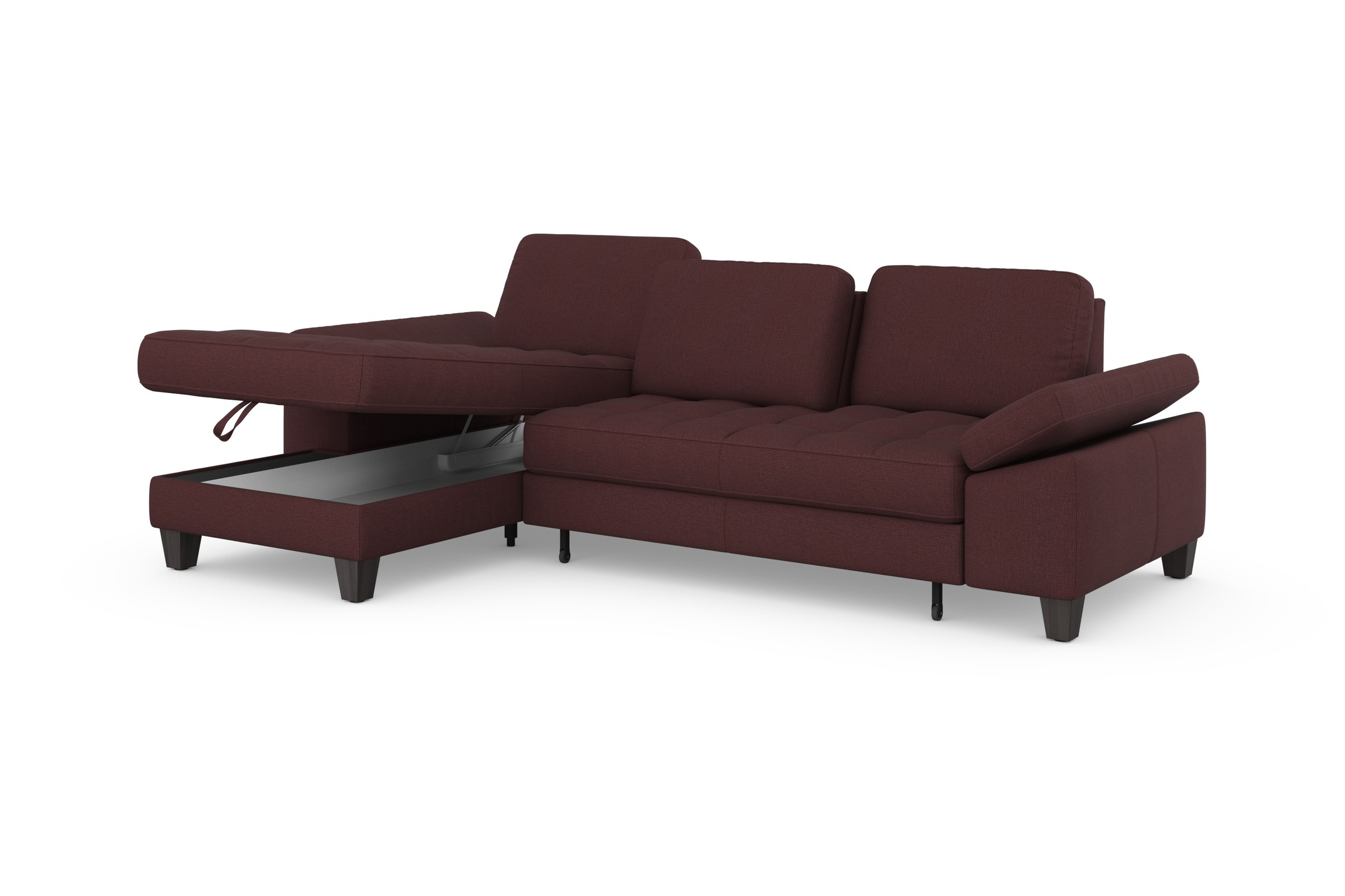 sit&more Ecksofa »Westham L-Form«, Recamiere, mit oder ohne Bettfunktion, Bettkasten, Füße wengefarben