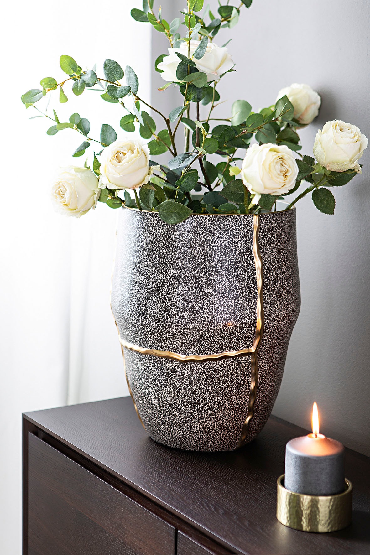 Fink Tischvase »FAVORA« Porzellanvase, in lederähnlicher Optik, Höhe 40,5 c günstig online kaufen