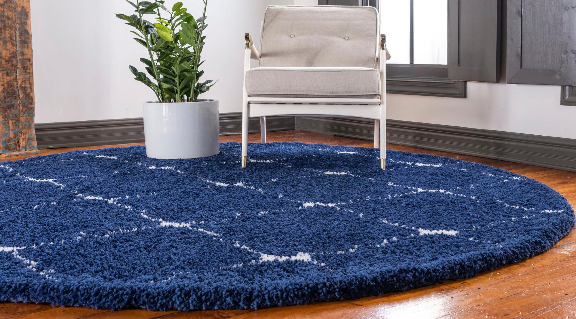 Myflair Möbel & Accessoires Hochflor-Teppich »Temara Shag Lagerräumung«, rund, 51 mm Höhe, gewebt, Rauten Design, weich & kuschelig