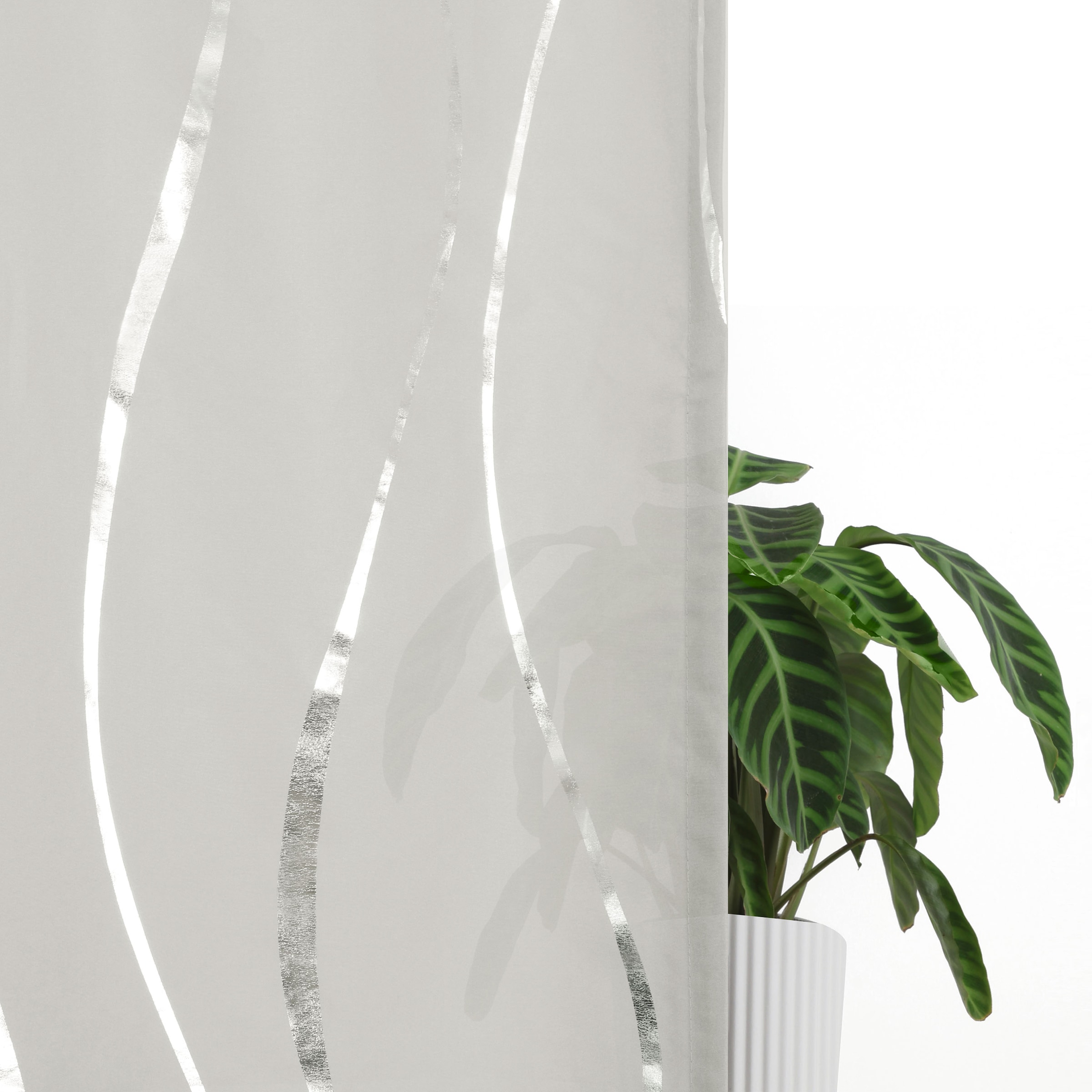 OTTO home Gardine »Quinnton« Kräuselband 2 Stk. tlg. Metallic‑Akzenten, Kräuselband, schöner Stoff, mittelleicht