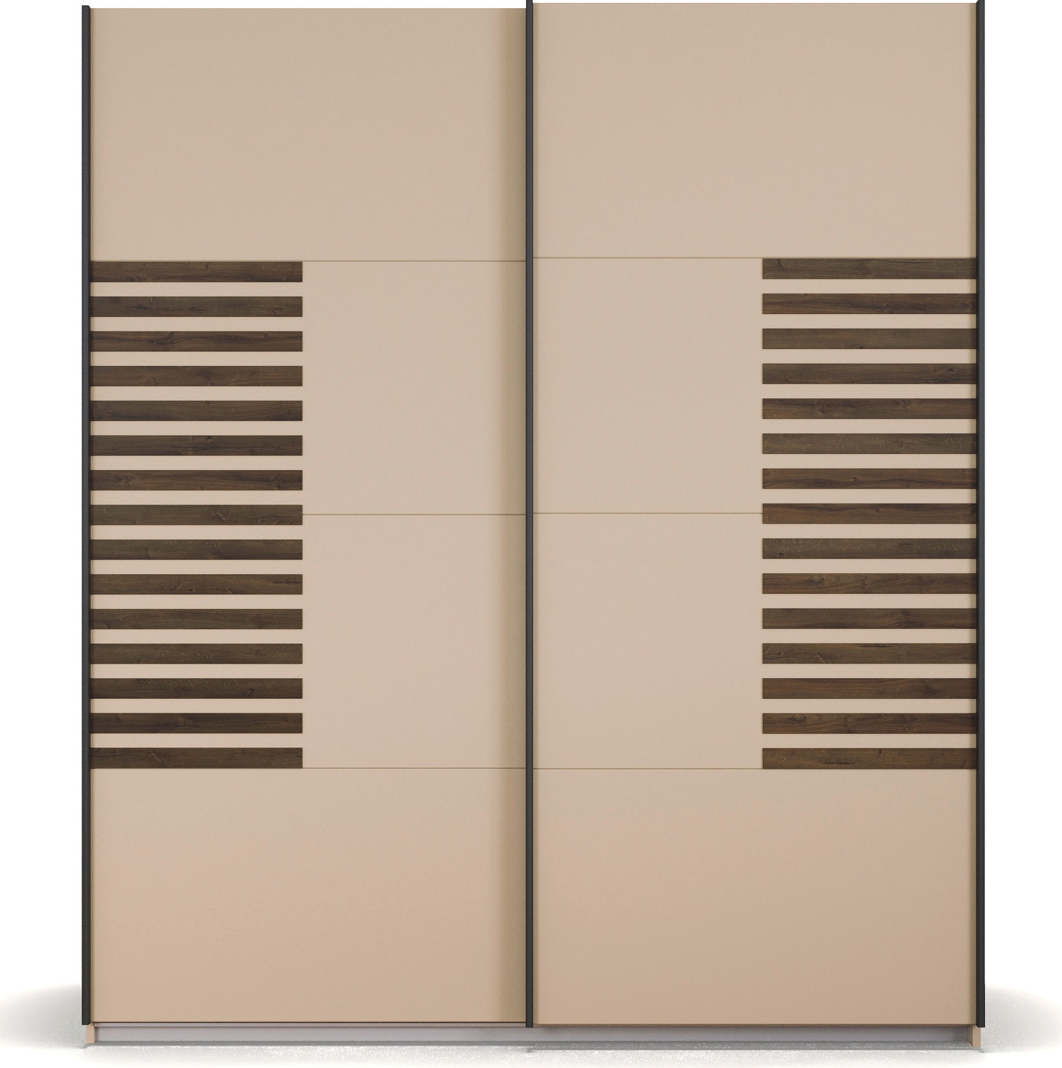 rauch Schwebetürenschrank »Kleiderschrank Schrank Garderobe Schlafzimmerschrank BAREA«, Front mit Auflage in moderner Lamellen-Optik MADE IN GERMANY