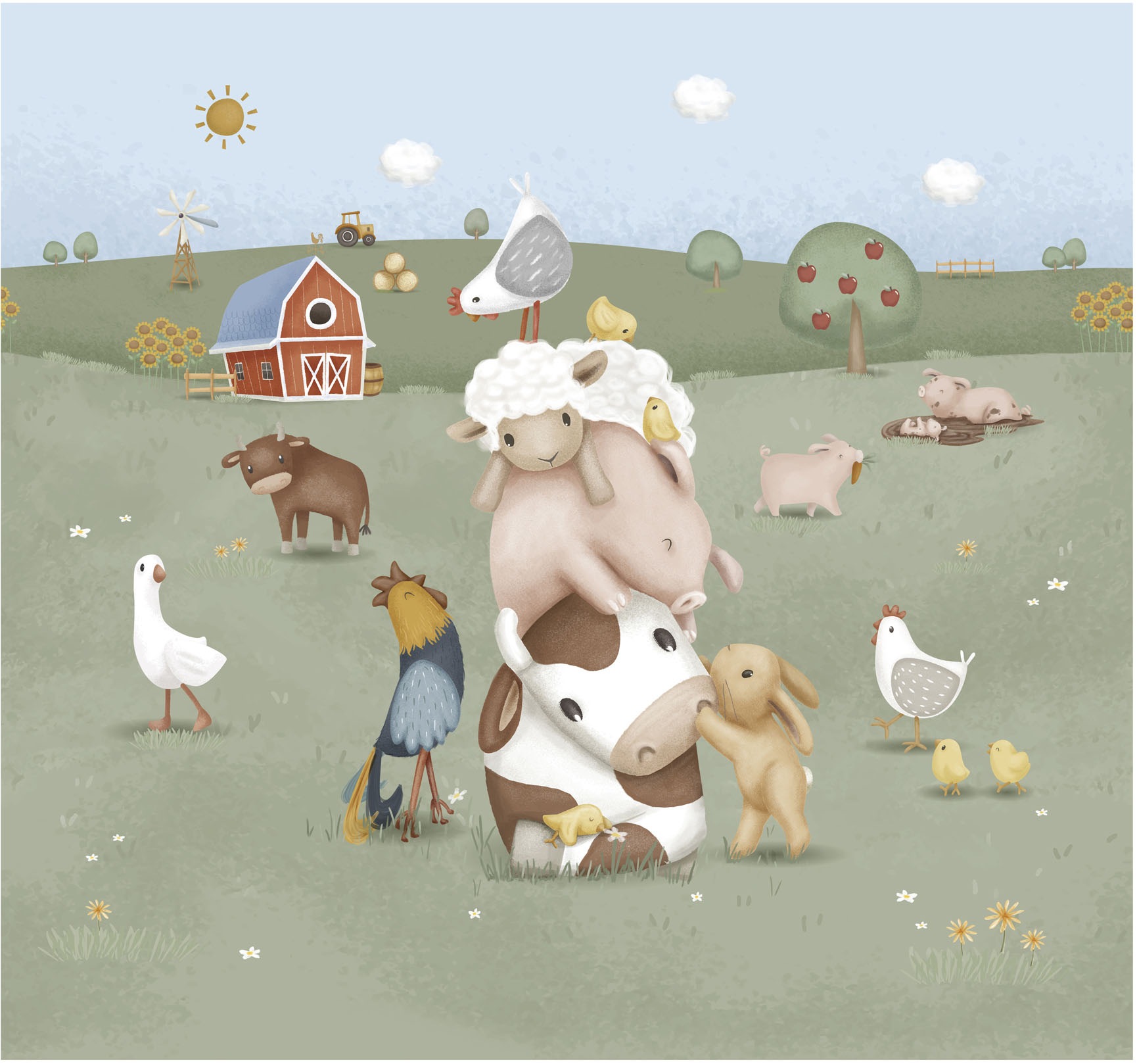 LITTLE DUTCH Vliestapete »Little Farm«, neutral, 280x300cm (LxB) ca. 8,4m2 günstig online kaufen