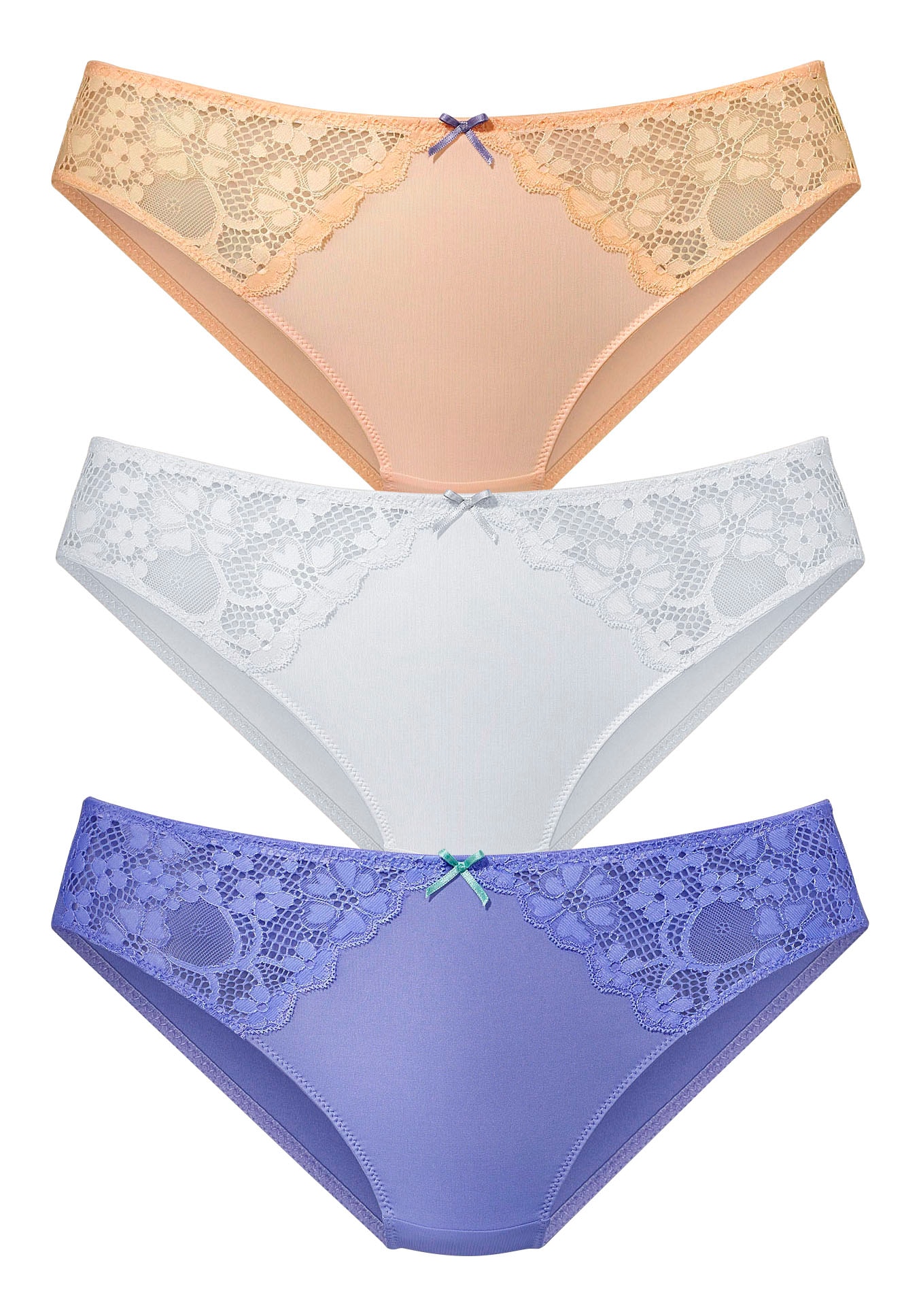 petite fleur Slip, (3 St.), mit leicht transparenter Jacquardspitze an den Seiten