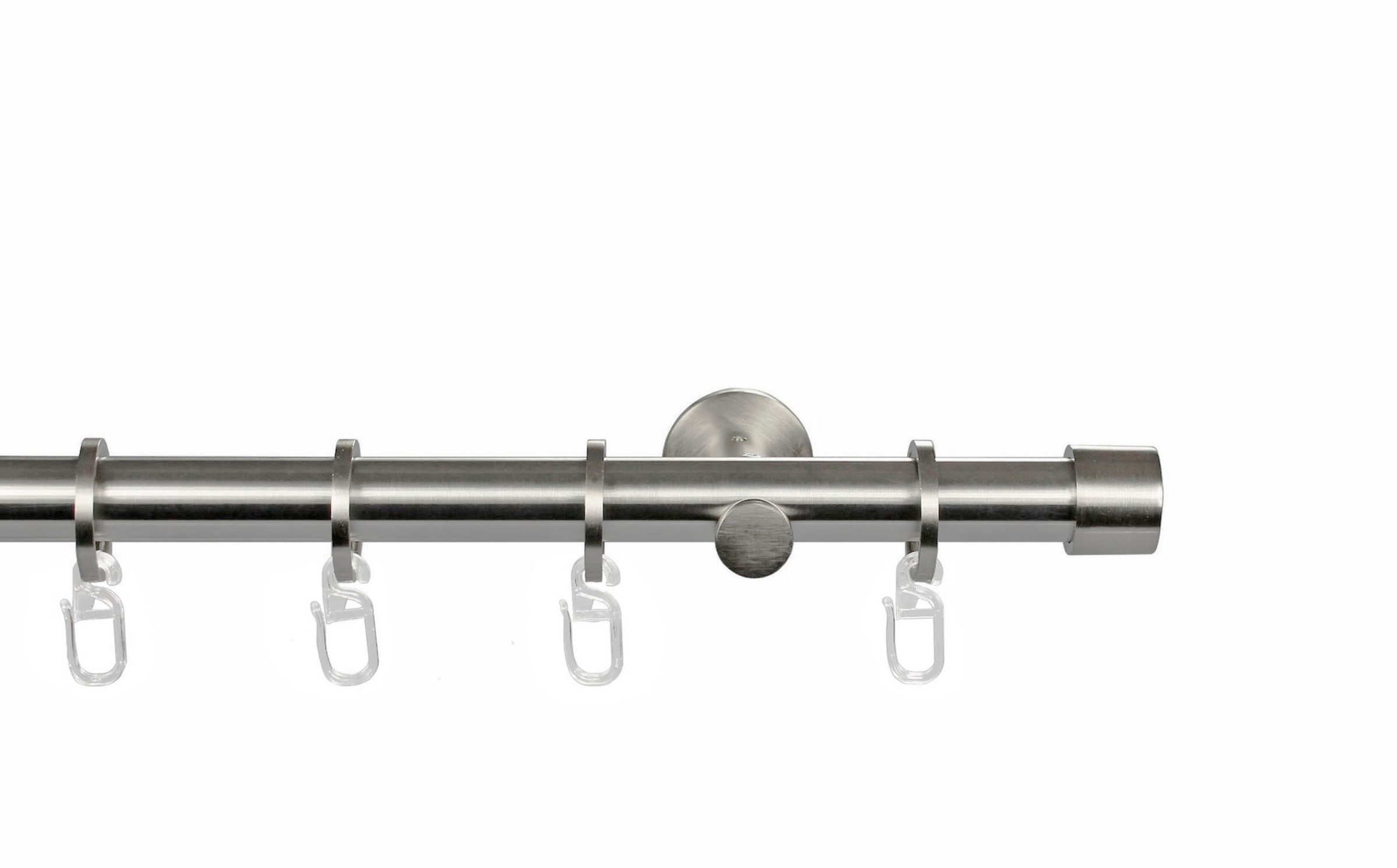 GARESA Gardinenstange »CHAPEAU«, 1 läufig-läufig, Wunschmaßlänge, Vorhanggarnitur, mit Ringe und Haken, verlängerbar, edelstahl optik