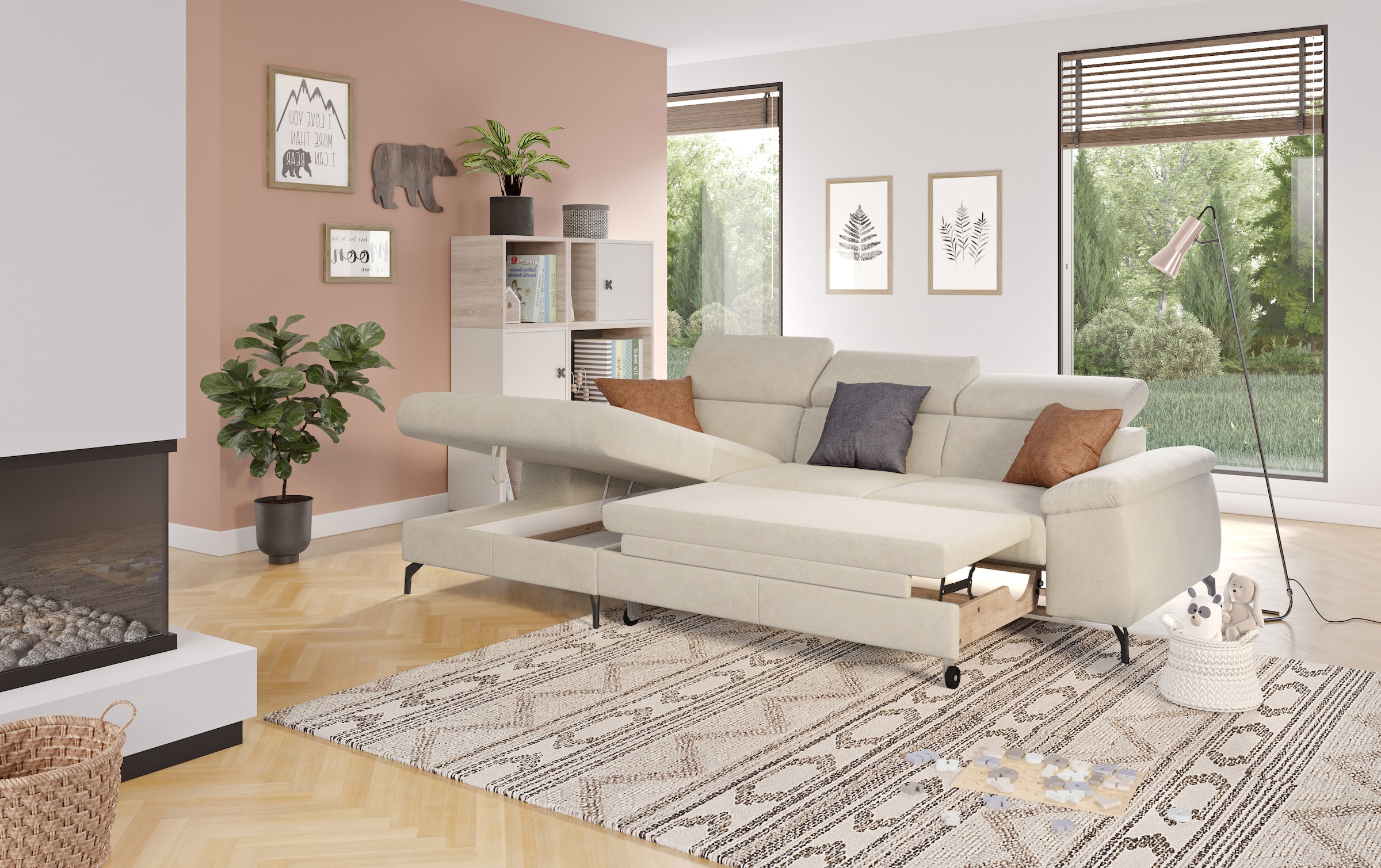 COTTA Ecksofa »Kitty L-Form«, mit Kopfteilverstellung, wahlweise mit Bettfunktion & Bettkasten