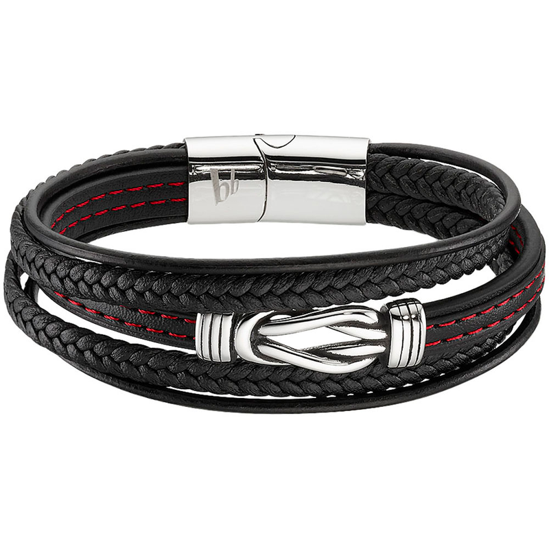 BRUNO BANANI Lederarmband »Schmuck« edelstahlfarben-schwarz-rot 21 cm Trendiger Armschmuck mit Leder