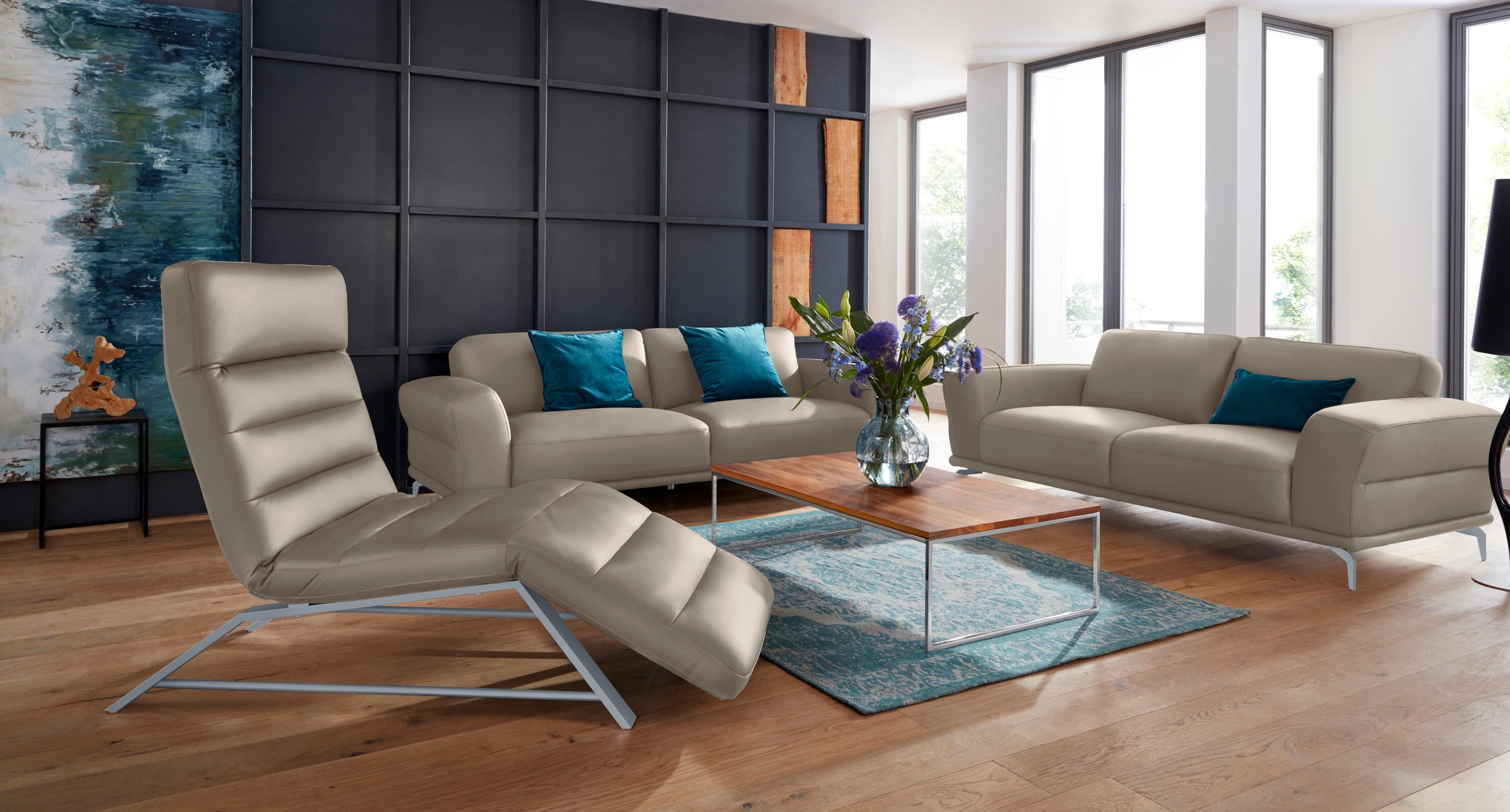 W.SCHILLIG 2,5-Sitzer »montanaa« mit Metallfüßen in Silber matt, Breite 212 cm