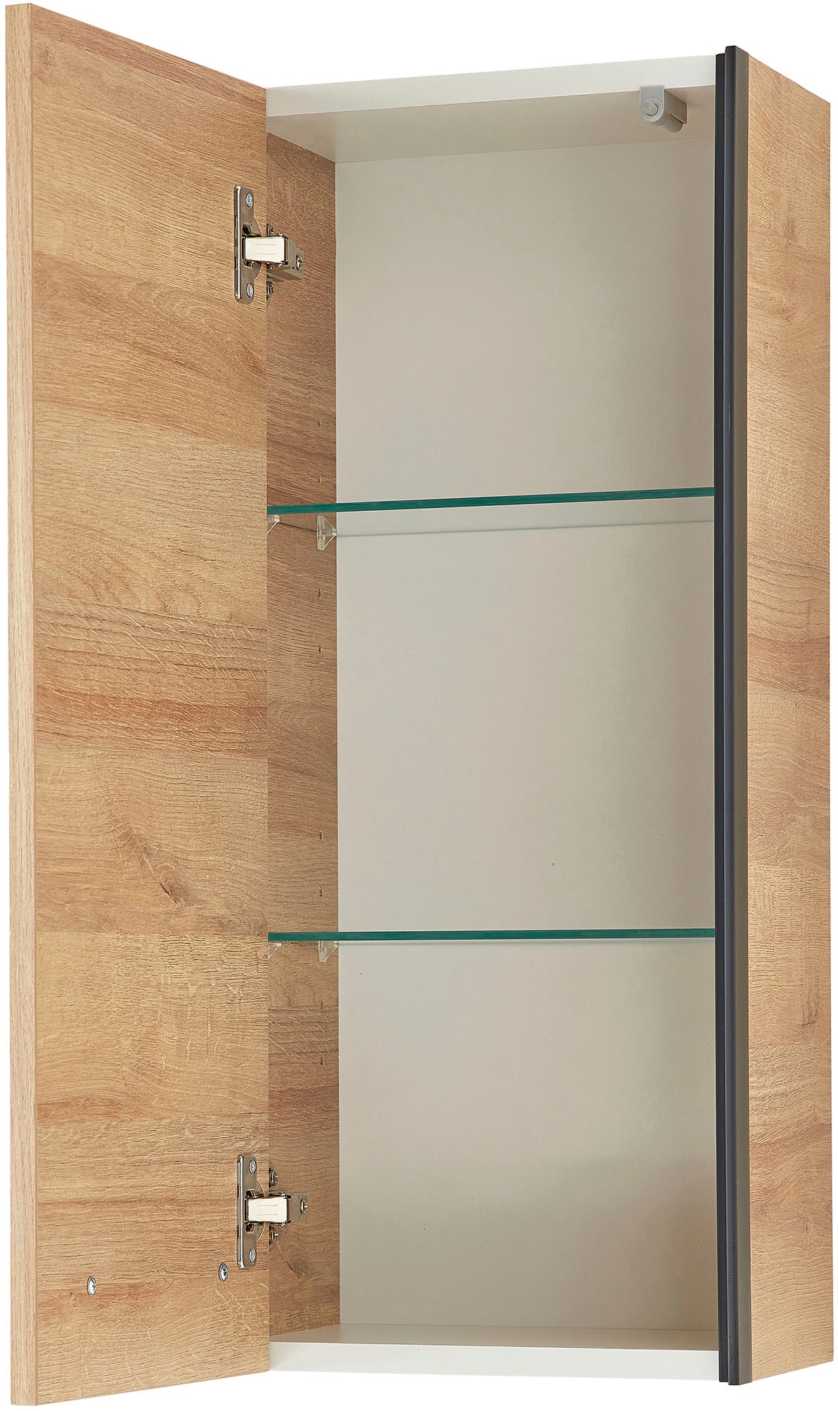 Saphir Hängeschrank »Quickset 395 Wand-Badschrank 30 cm breit mit 1 Tür und 2 Einlegeböden«, Badezimmer-Hängeschrank inkl. Türdämpfer, Griffe in Schwarz
