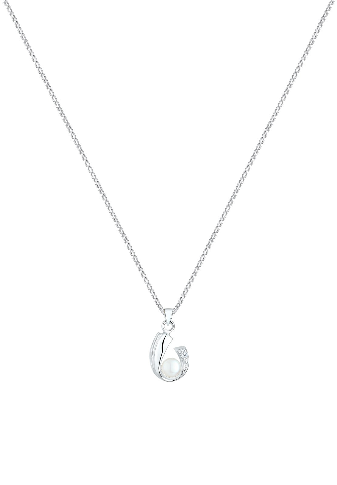 Elli DIAMONDS Collierkettchen »Süßwasserzuchtperle Diamant (0.015 ct.) 925 Silber«