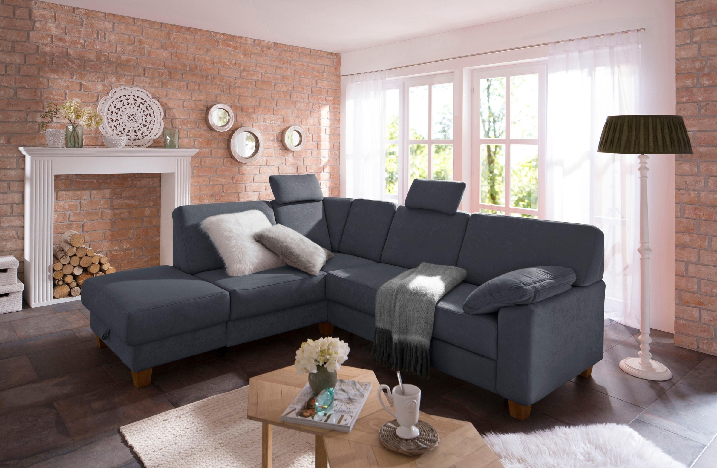 Home affaire Ecksofa »Belfort L-Form«, mit Federkern, wahlweise mit Bettfunktion und Stauraum