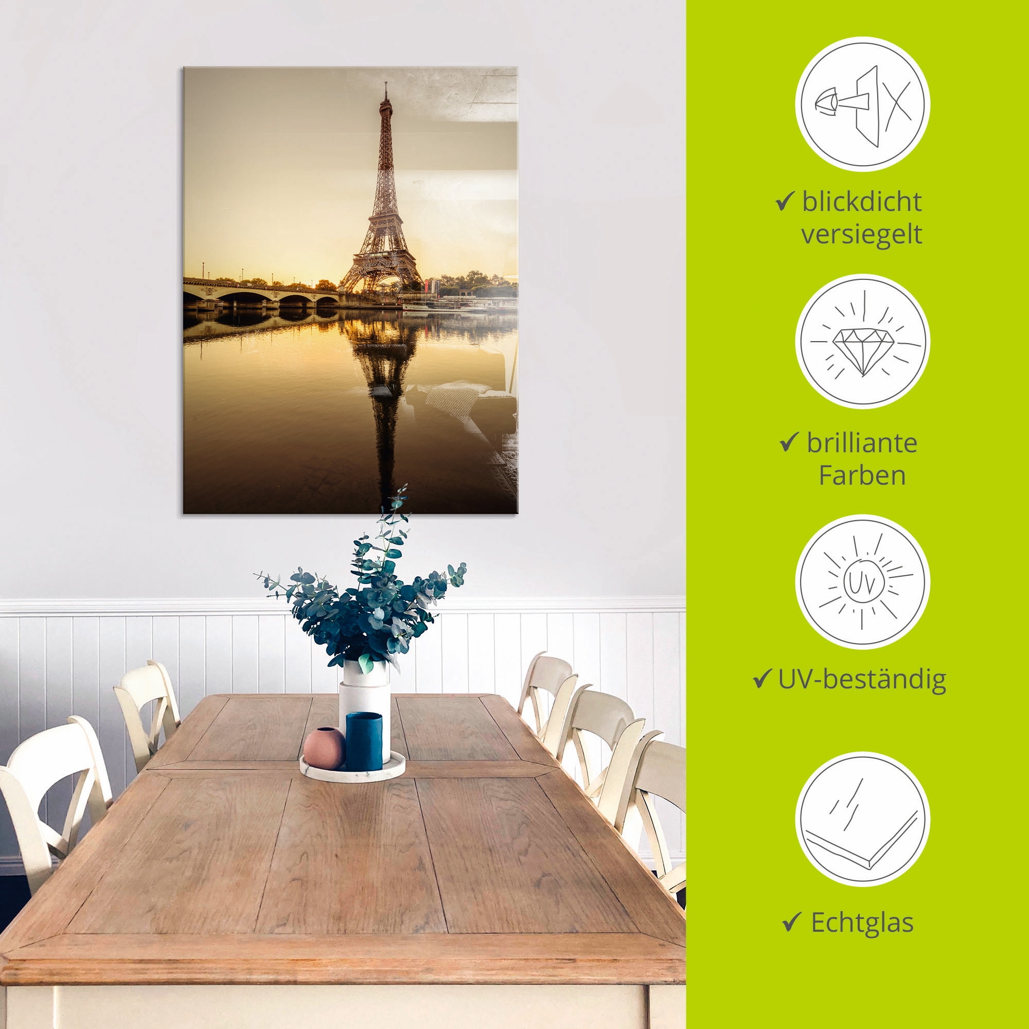 Artland Glasbild »Paris Eiffelturm V« Gebäude 1 Stk. tlg. in verschiedenen Größen