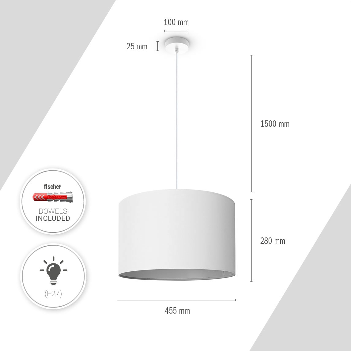 Paco Home Pendelleuchte »HUGO UNI COLOR« E27 Deckenlampe LED  Wohnzimmer Und Schlafzimmer, Unifarben, Deko E27
