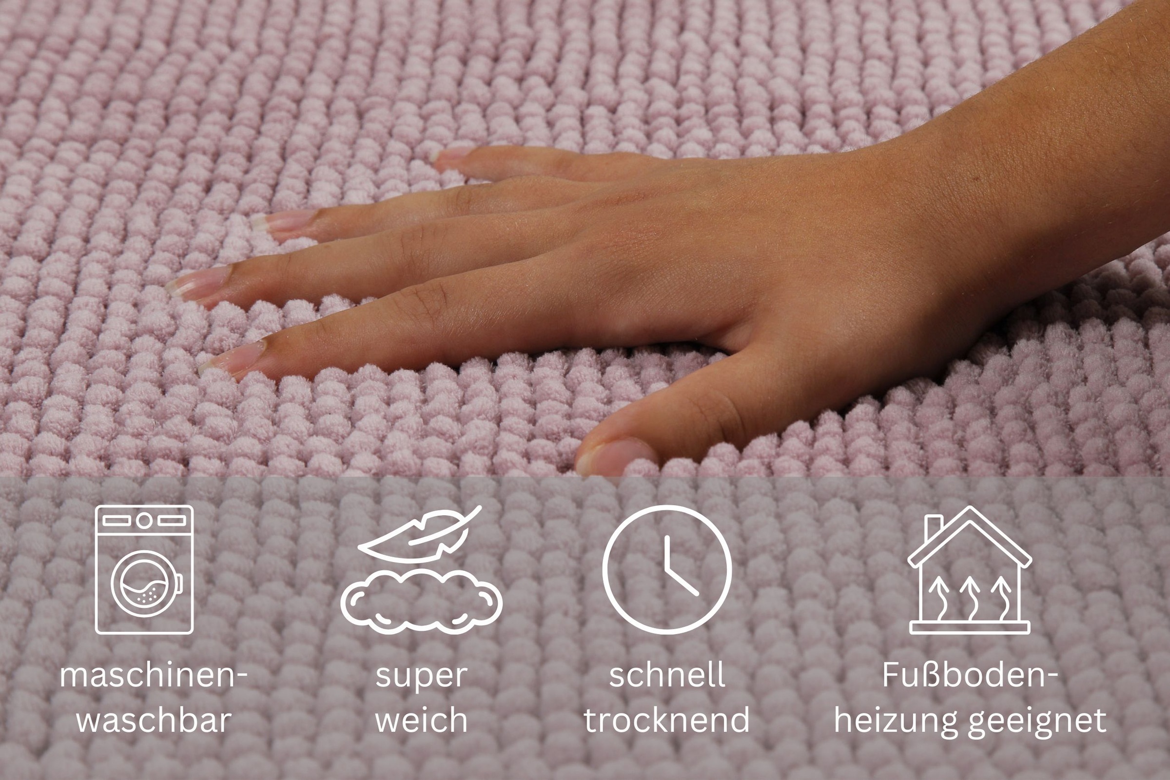 my home Badematte »Kaelan«, rutschhemmend beschichtet, fußbodenheizungsgeeignet, Badvorleger, Badteppich aus weicher Chenille, pastell Farben