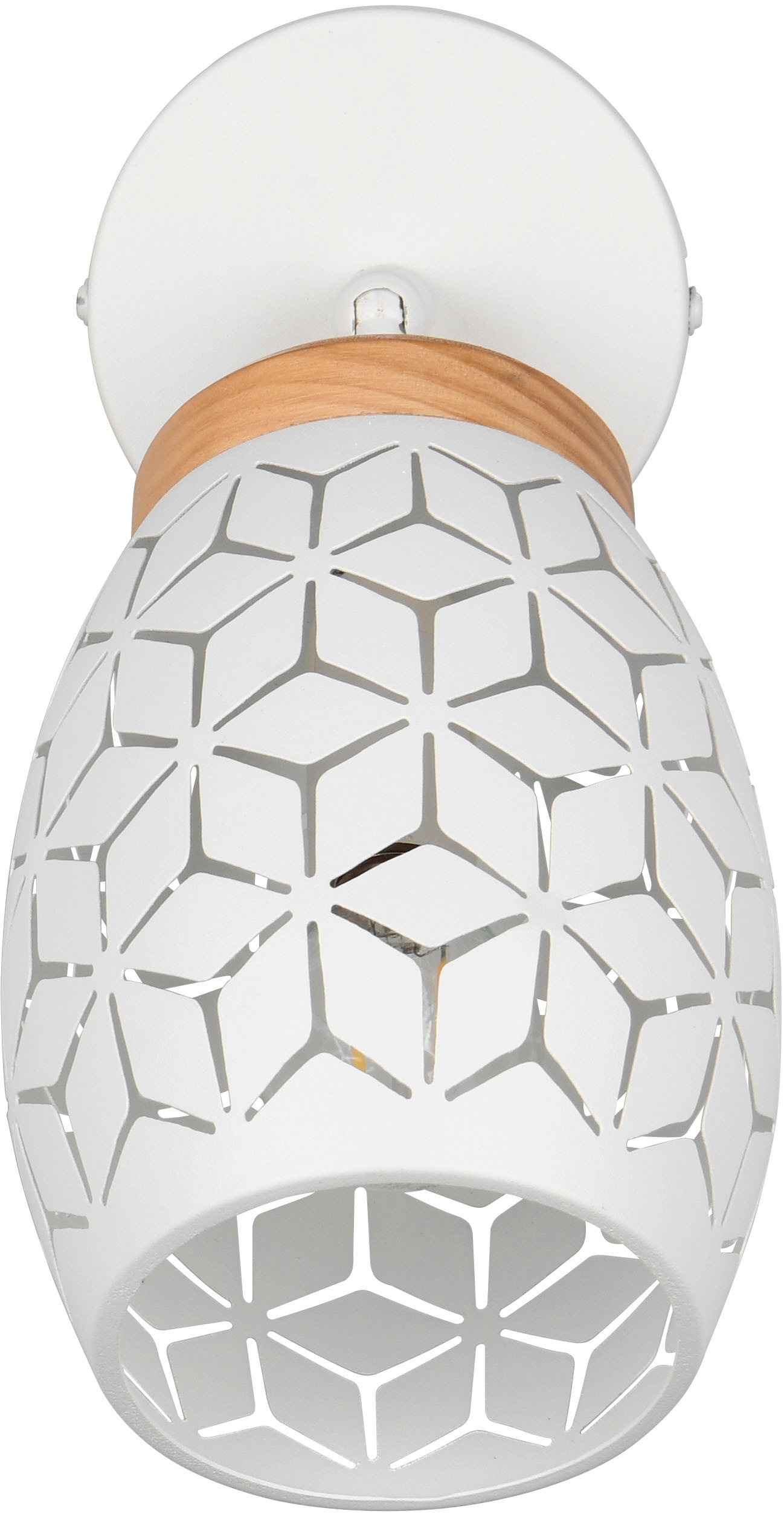 REALITY Leuchten Wandstrahler »BIDAR, Wandlampe mit verstellbarem Spot, exkl 1x E14 max 10W«, 1 flammig, Leuchtmittel E14 | Leuchtmittel wechselbar, Kippschalter ON/OFF, Metall-Lampenschirm Lasercut Optik Ø 12cm