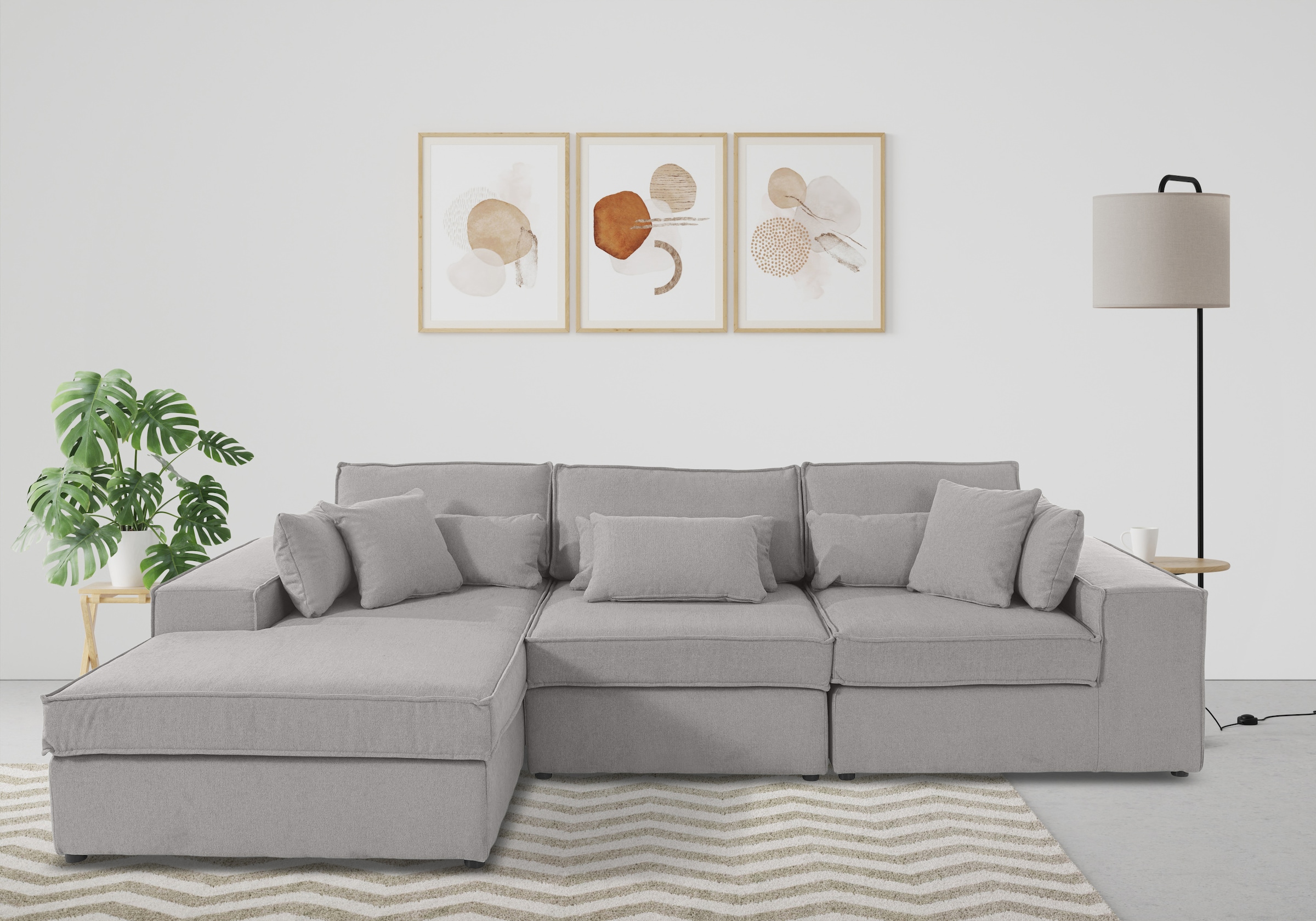 OTTO home Ecksofa »Florid L-Form« 3 Teile, bestehend aus Modulen, viele Bez günstig online kaufen