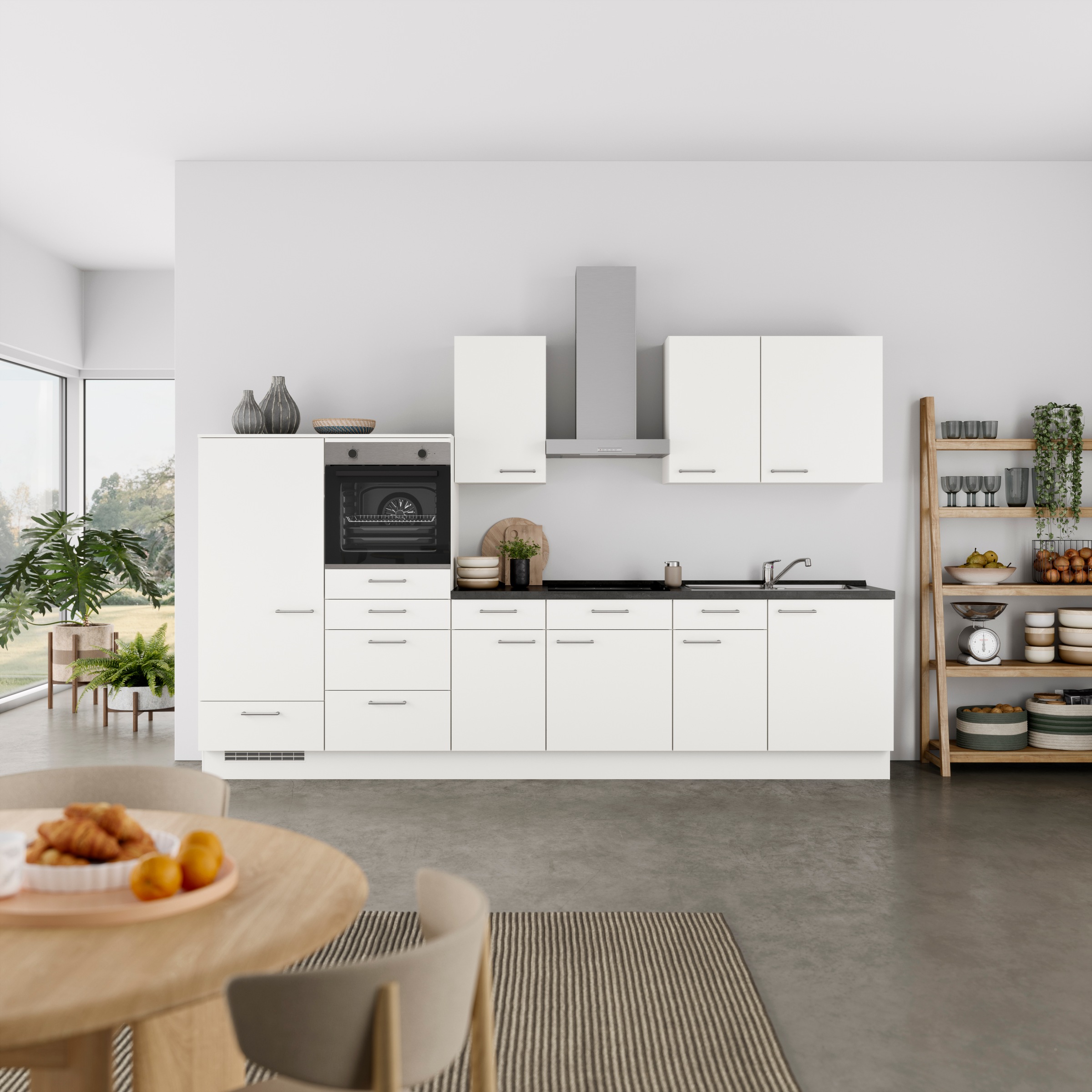 nobilia® Küchenzeile »"Laser I"«, vormontiert, Ausrichtung wählbar, Breite 330 cm, wahlw. mit E-Geräten
