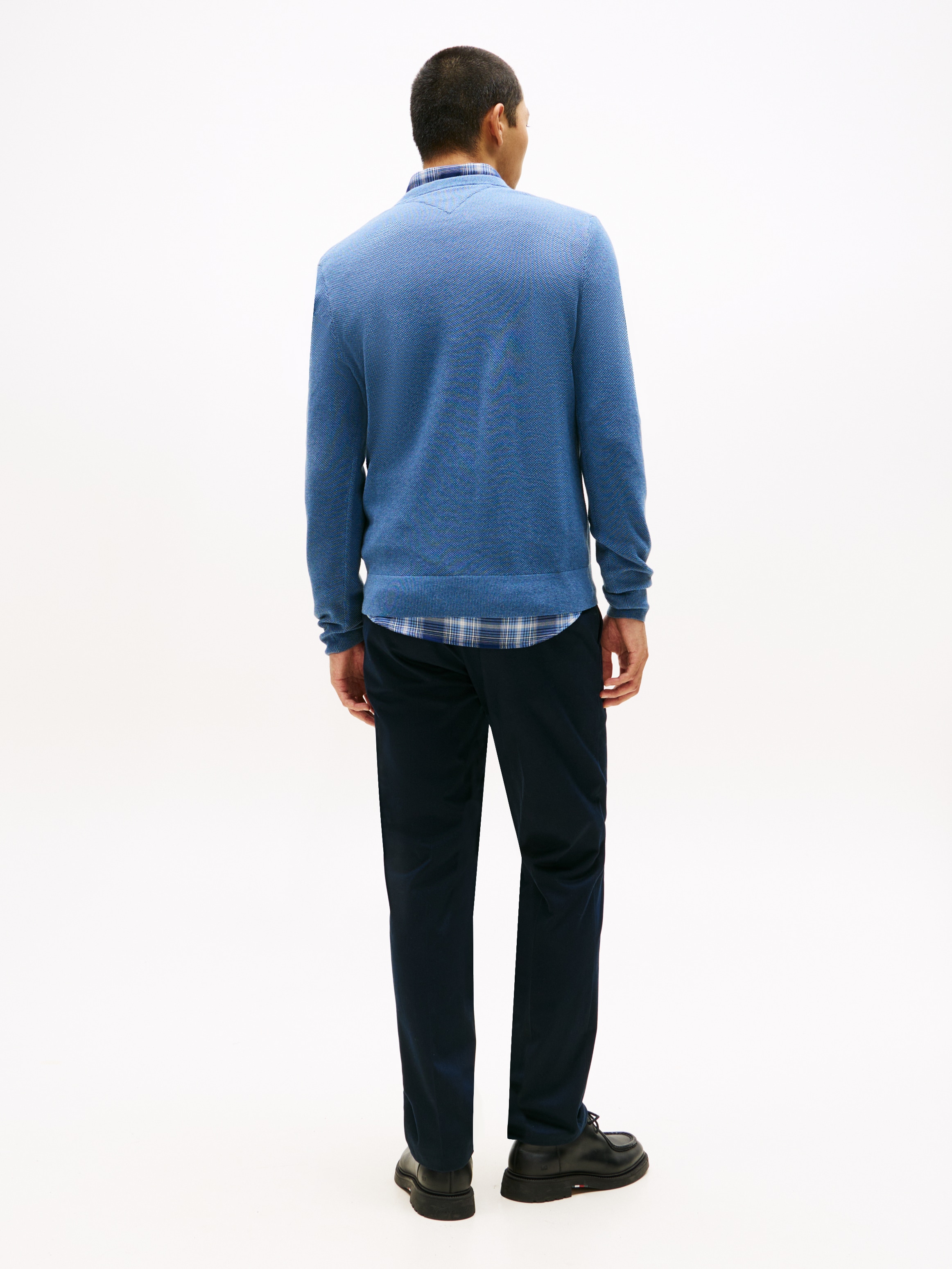 Tommy Hilfiger Rundhalspullover »ESSENTIAL STRUCTURE CREW NECK mit Struktur und Label«, unifarben, casual, regular fit, Baumwolle, Rundhals