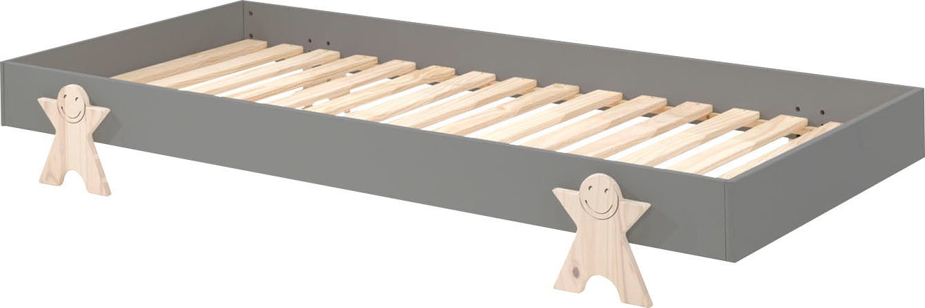 Vipack Kinderbett »Modulo, stapelbares Einzelbett, inkl. Rolllattenrost, 2 Farben«, (B/H/T ca. 203,6x93,8x48cm, Fuß Smile massiv, Bettseiten MDF lackiert), Liegefläche 90/200 cm, einzeln oder als 2-er Set erhältlich