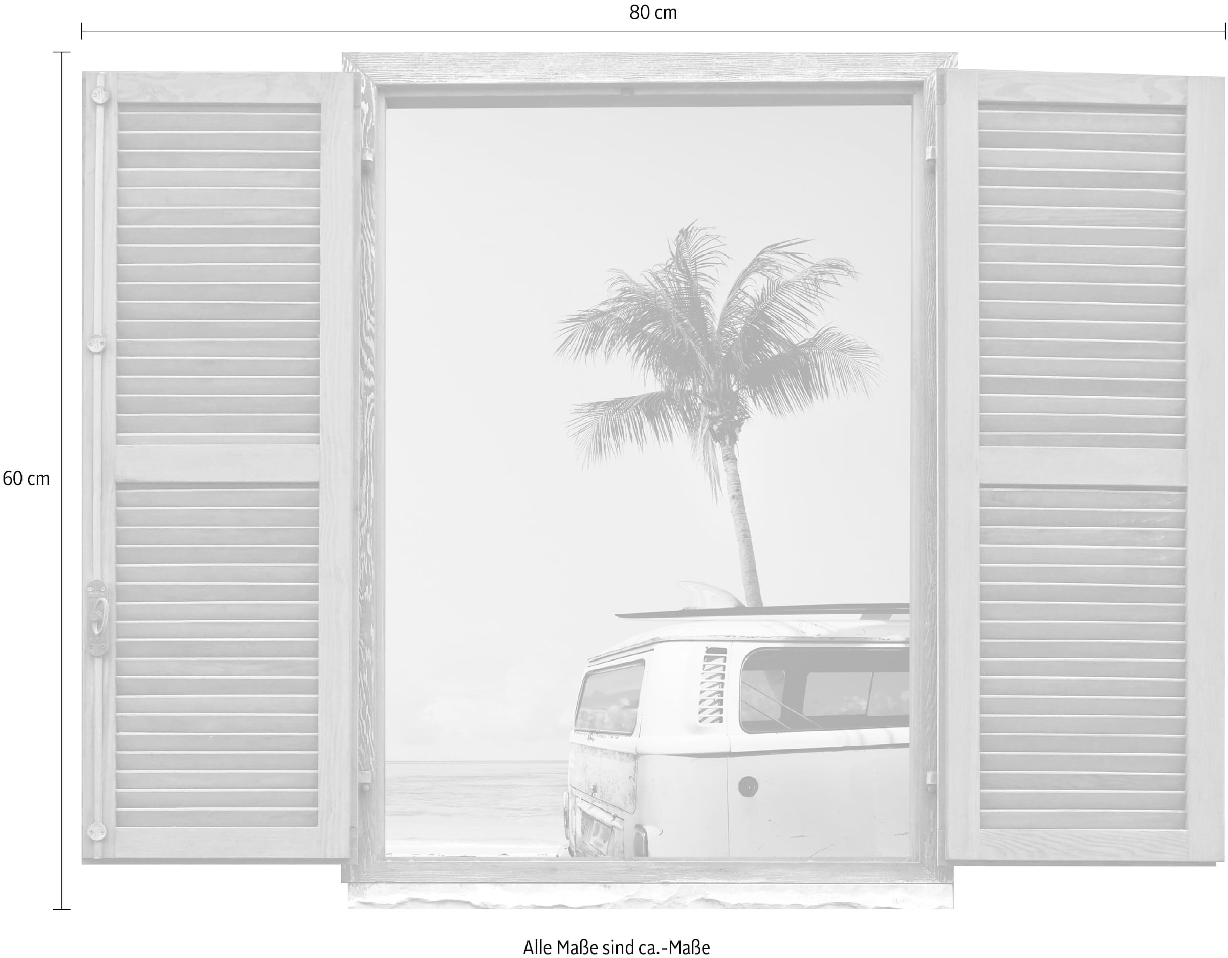 queence Wandtattoo »Auto am Meer«, (1 St.), Wandsticker, Wandbild, selbstklebend, 3D, Fenster