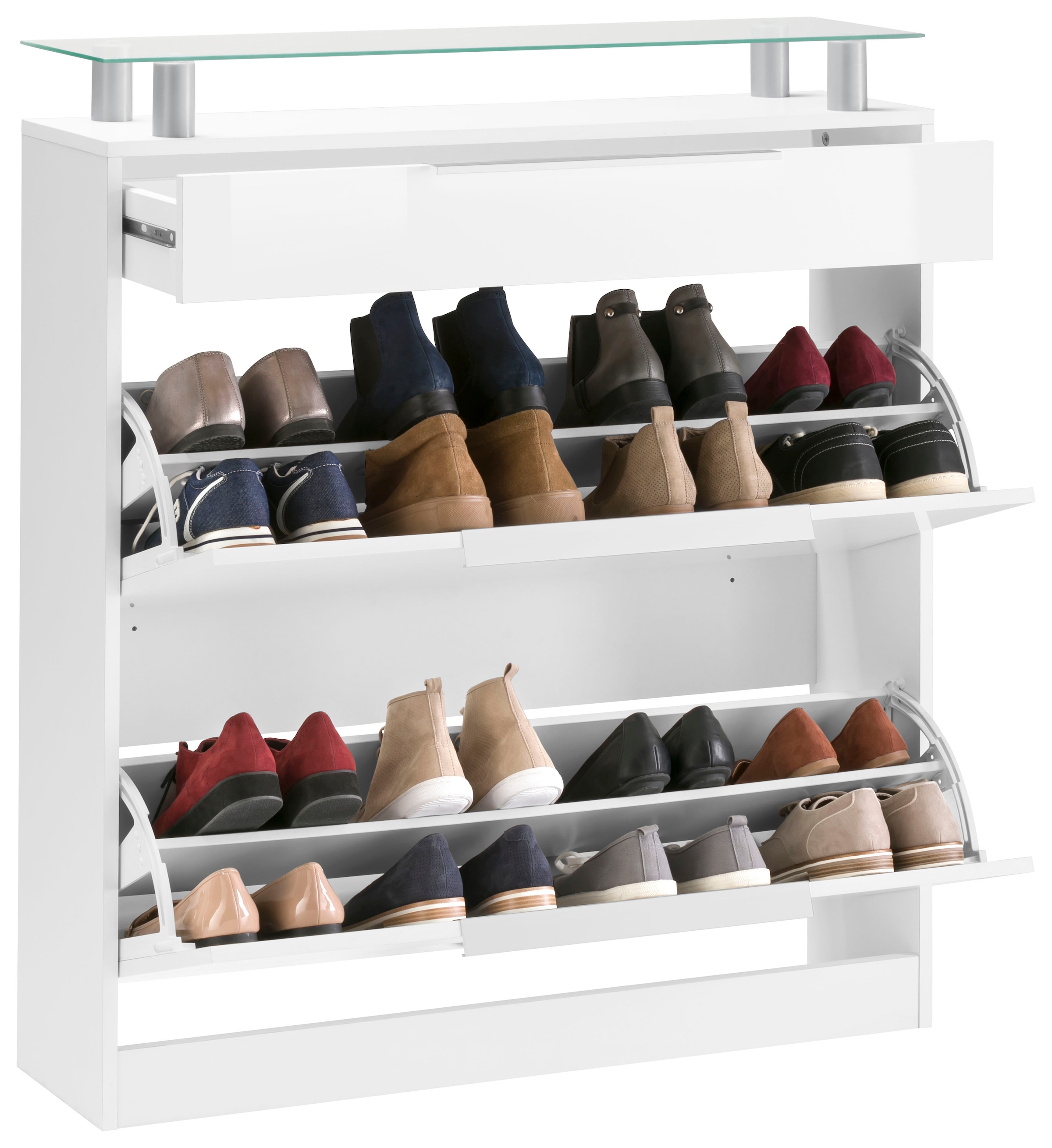 borchardt Möbel Schuhschrank »Oliva«, Breite 89 cm, stehend, mit 2 Doppeltrommeln und 1 Schubkasten