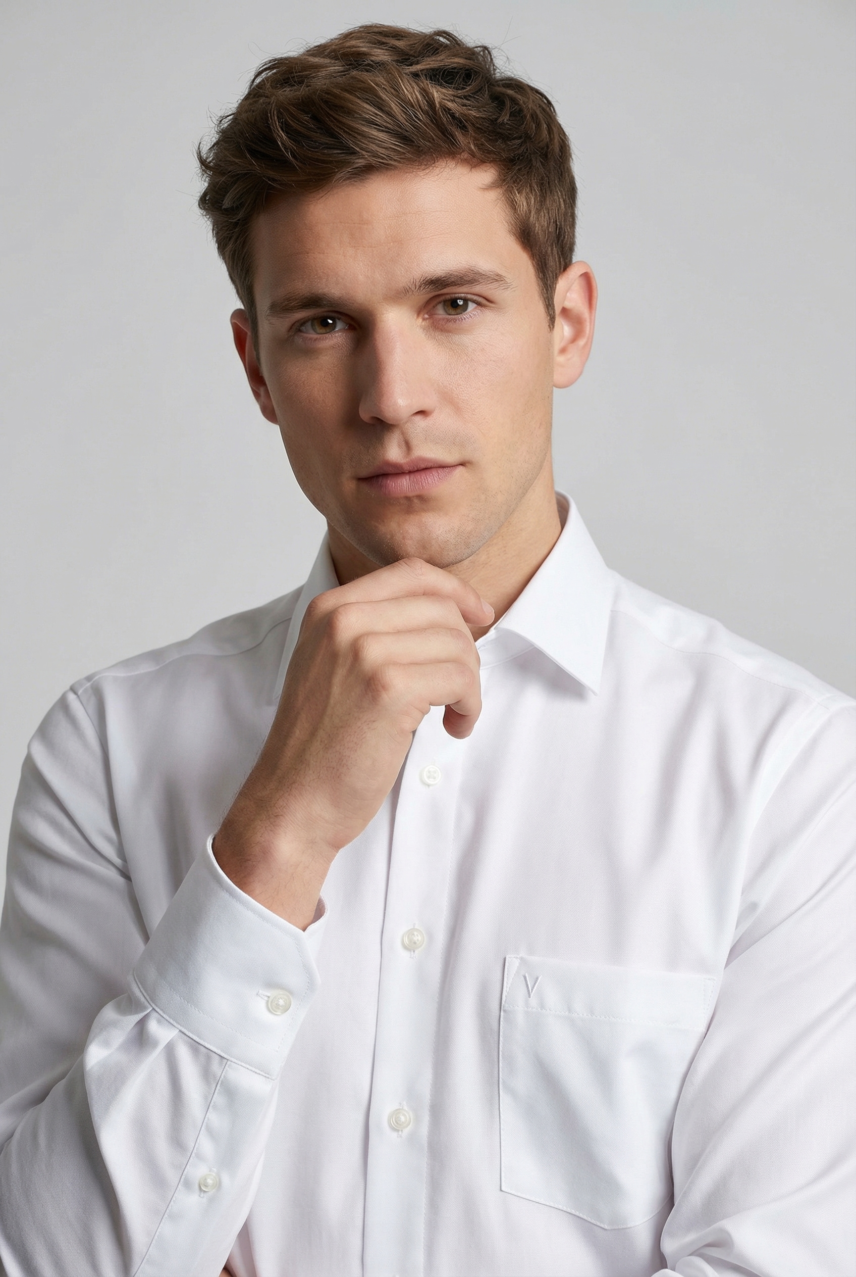 MARVELIS Langarmhemd modern fit, verlängerter Arm, Businesshemd, New-Kentkragen