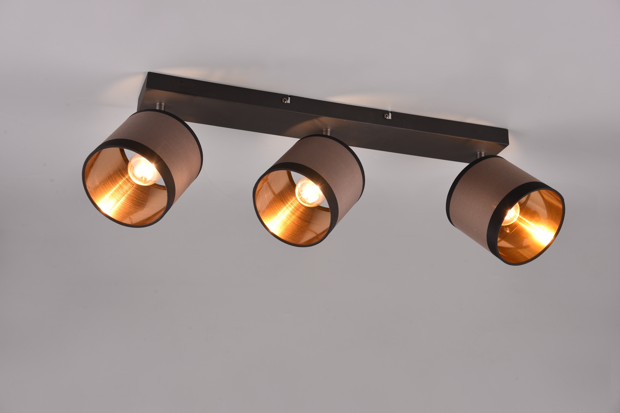 REALITY Leuchten Deckenstrahler »DAVOS, Deckenspot 3-flammig exkl 3xE14 max 10 W Stoffschirm zweifarbig«, 3 flammig, Leuchtmittel E14 | Leuchtmittel wechselbar, Wandspot Deckenspot schwenkbar Leuchtmittel wechselbar Flur Küche