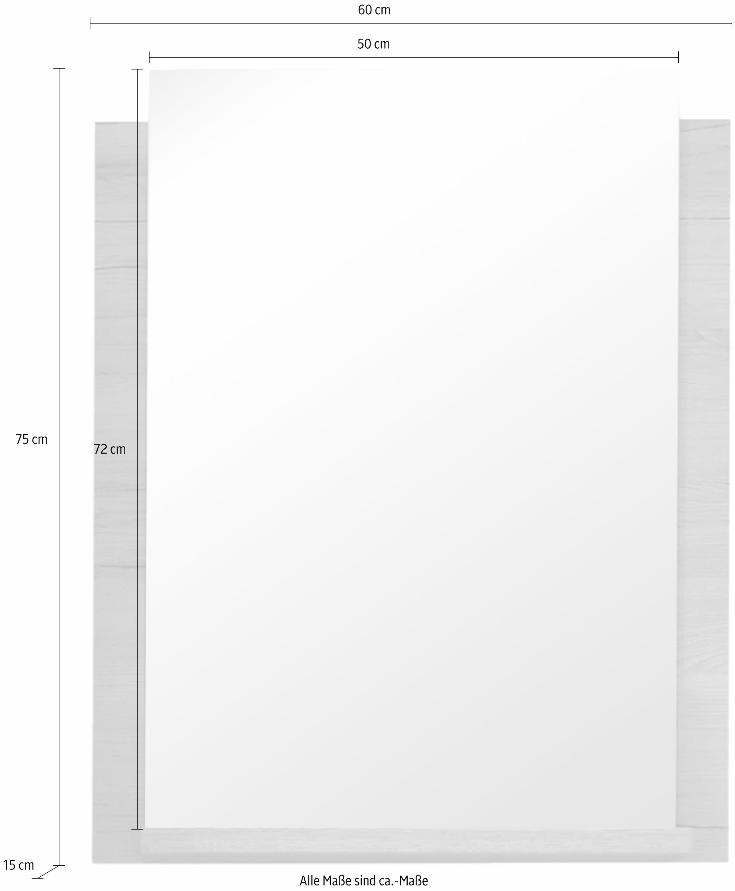 welltime Badspiegel »Colmar«, Eichefarbener Badezimmerspiegel - Maße (B/T/H) 60/15/75 cm