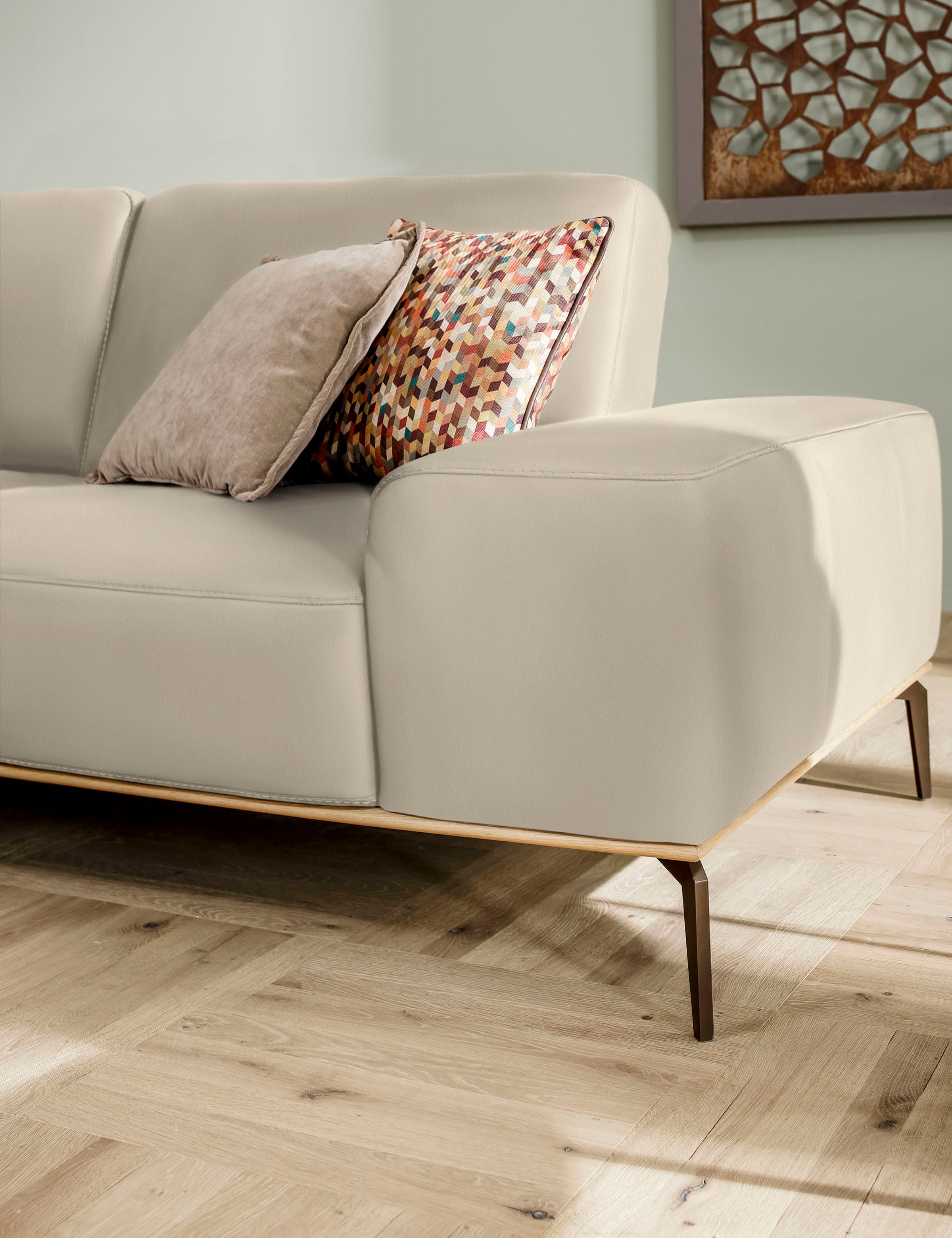 W.SCHILLIG Ecksofa »run, Designsofa mit tollem Sitzkomfort, bequem, L-Form«, mit Holzsockel, Füße in Bronze pulverbeschichtet, Breite 319 cm