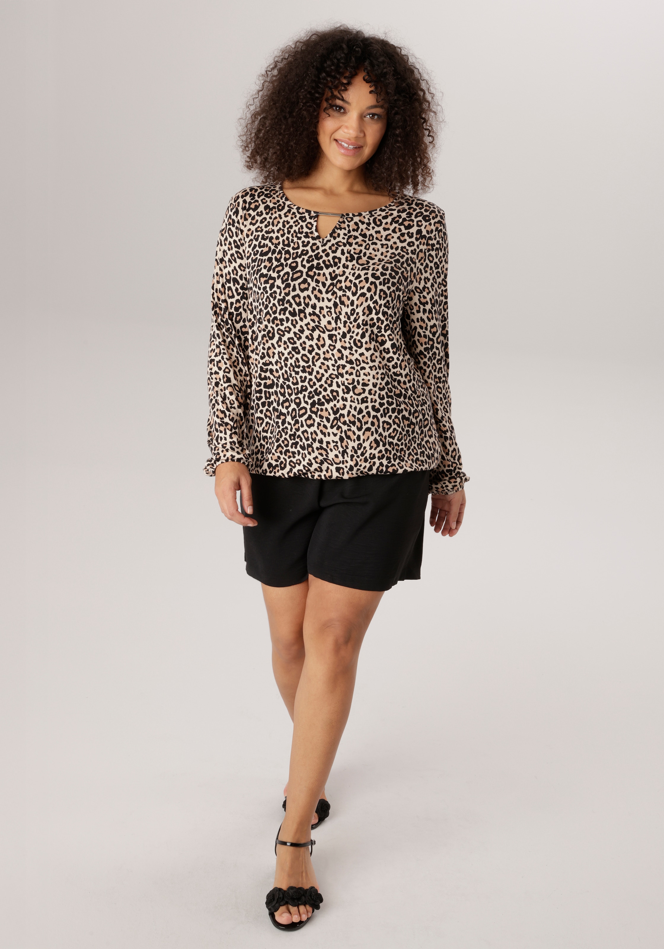 Aniston PLUS Langarmshirt In trendigem Leoprint - NEUE KOLLEKTION